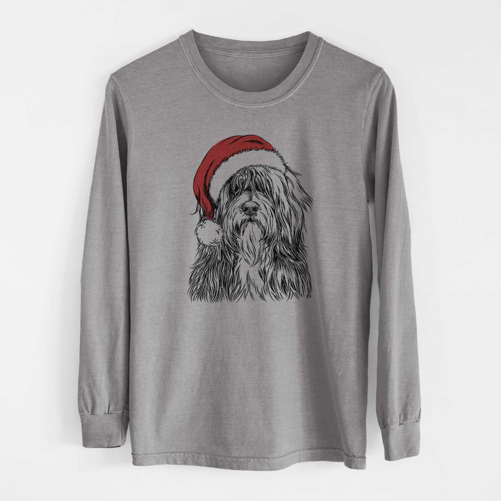 Santa Otto the Polish Lowland Sheepdog - Men's Heavyweight 100% Cotton Long Sleeve