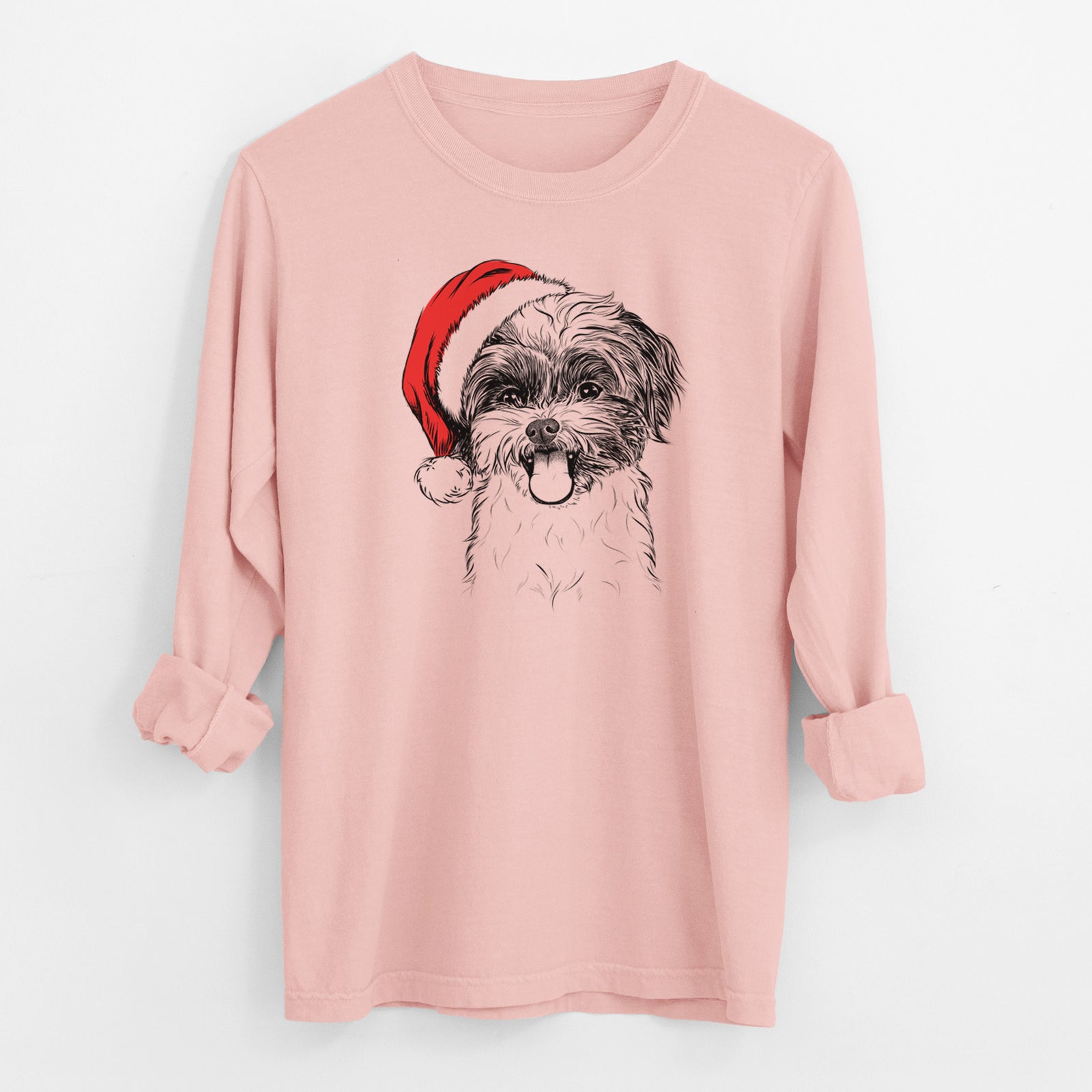 Santa Pepper the Shihpoo - Men's Heavyweight 100% Cotton Long Sleeve
