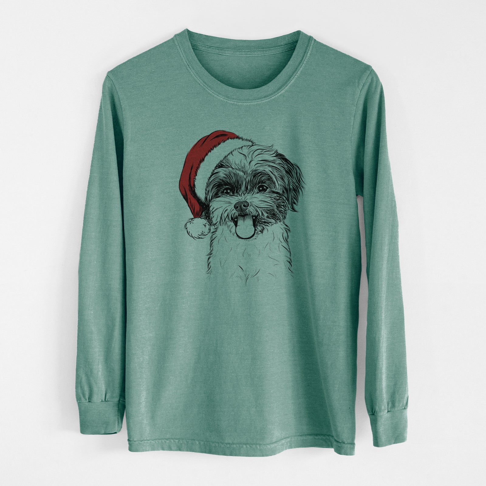 Santa Pepper the Shihpoo - Men's Heavyweight 100% Cotton Long Sleeve