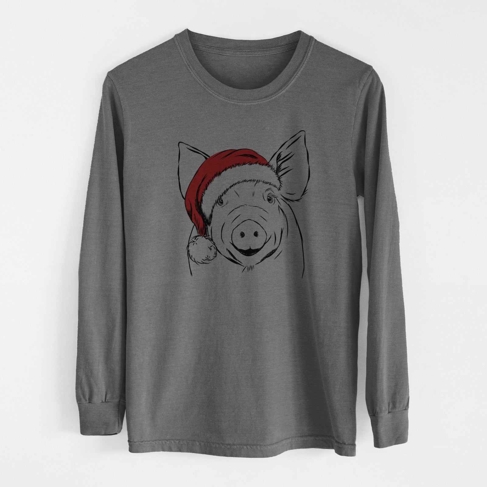 Santa Perry the Pig - Men's Heavyweight 100% Cotton Long Sleeve