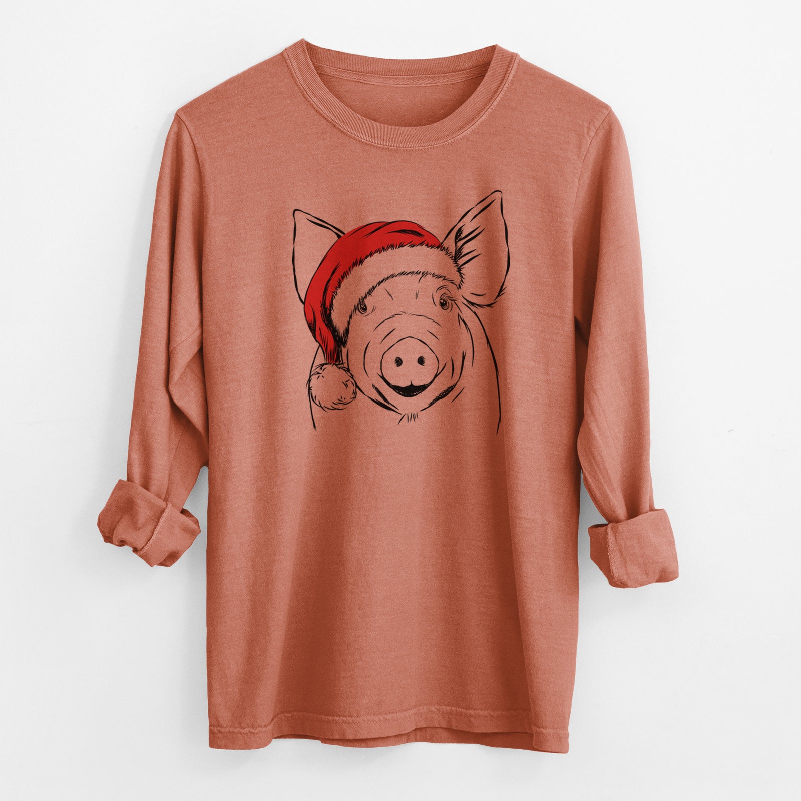 Santa Perry the Pig - Men's Heavyweight 100% Cotton Long Sleeve