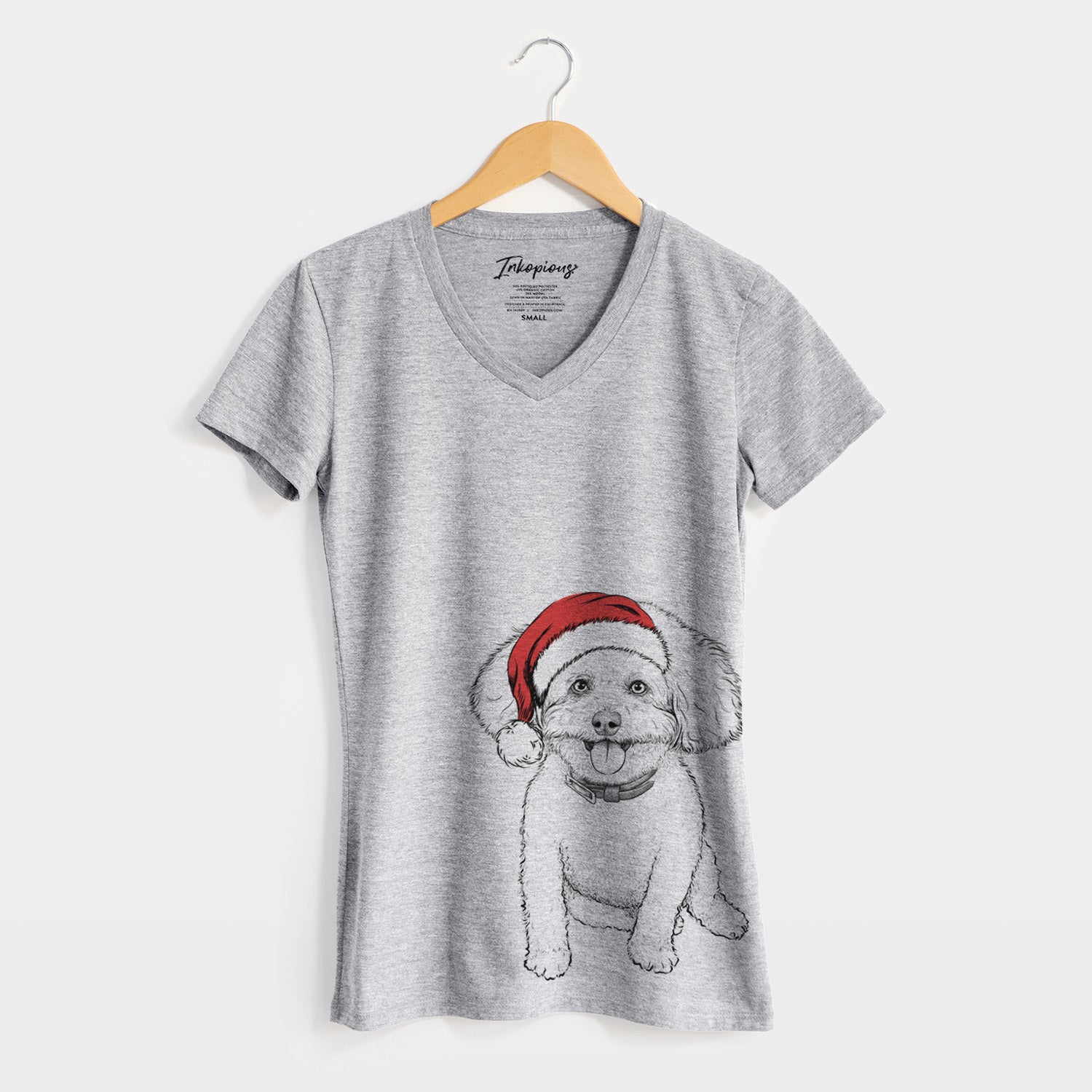 Santa Peyton the Bichon Frise - Women's Perfect V-neck Shirt