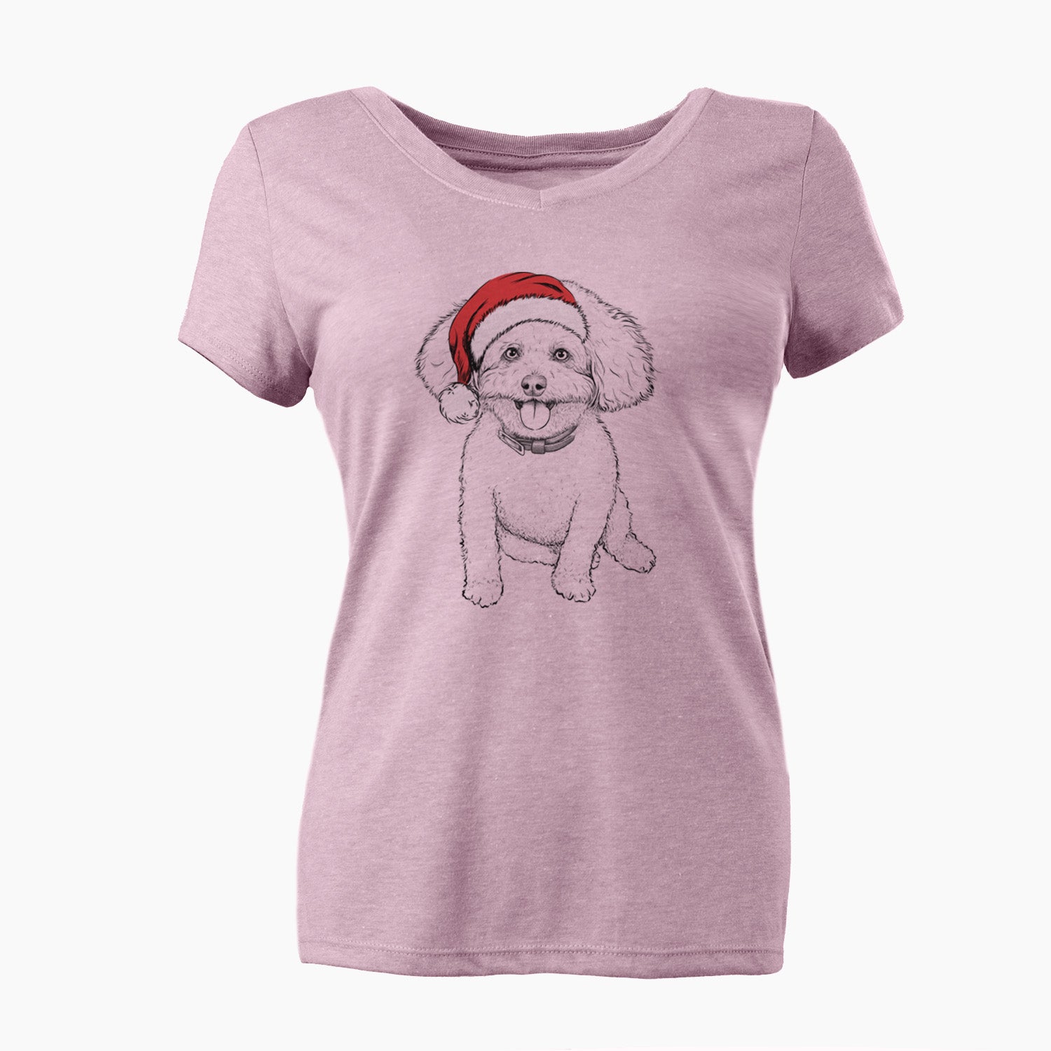 Santa Peyton the Bichon Frise - Women's Perfect V-neck Shirt