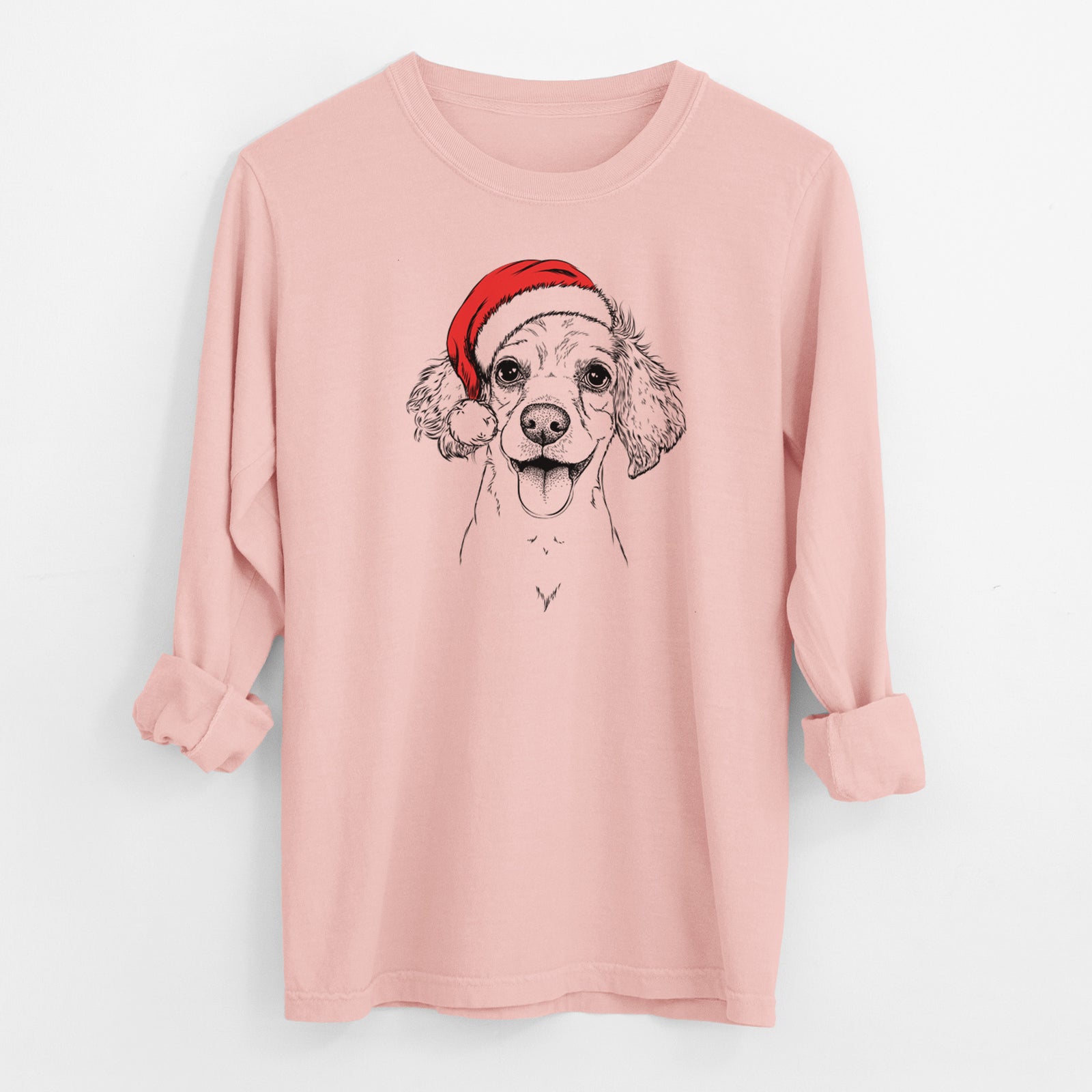 Santa Piglet the Dachshund Mix - Men's Heavyweight 100% Cotton Long Sleeve