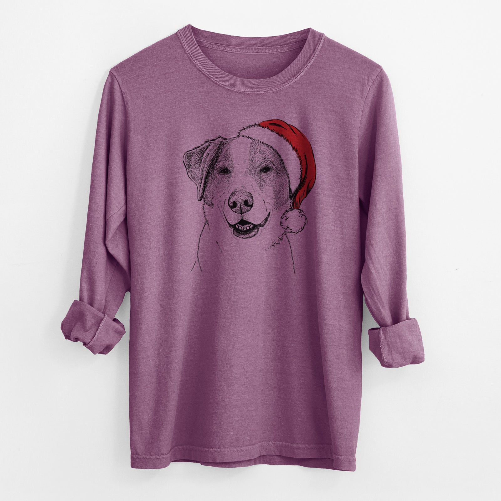 Santa Piper Pilot the Hound Mix - Men's Heavyweight 100% Cotton Long Sleeve