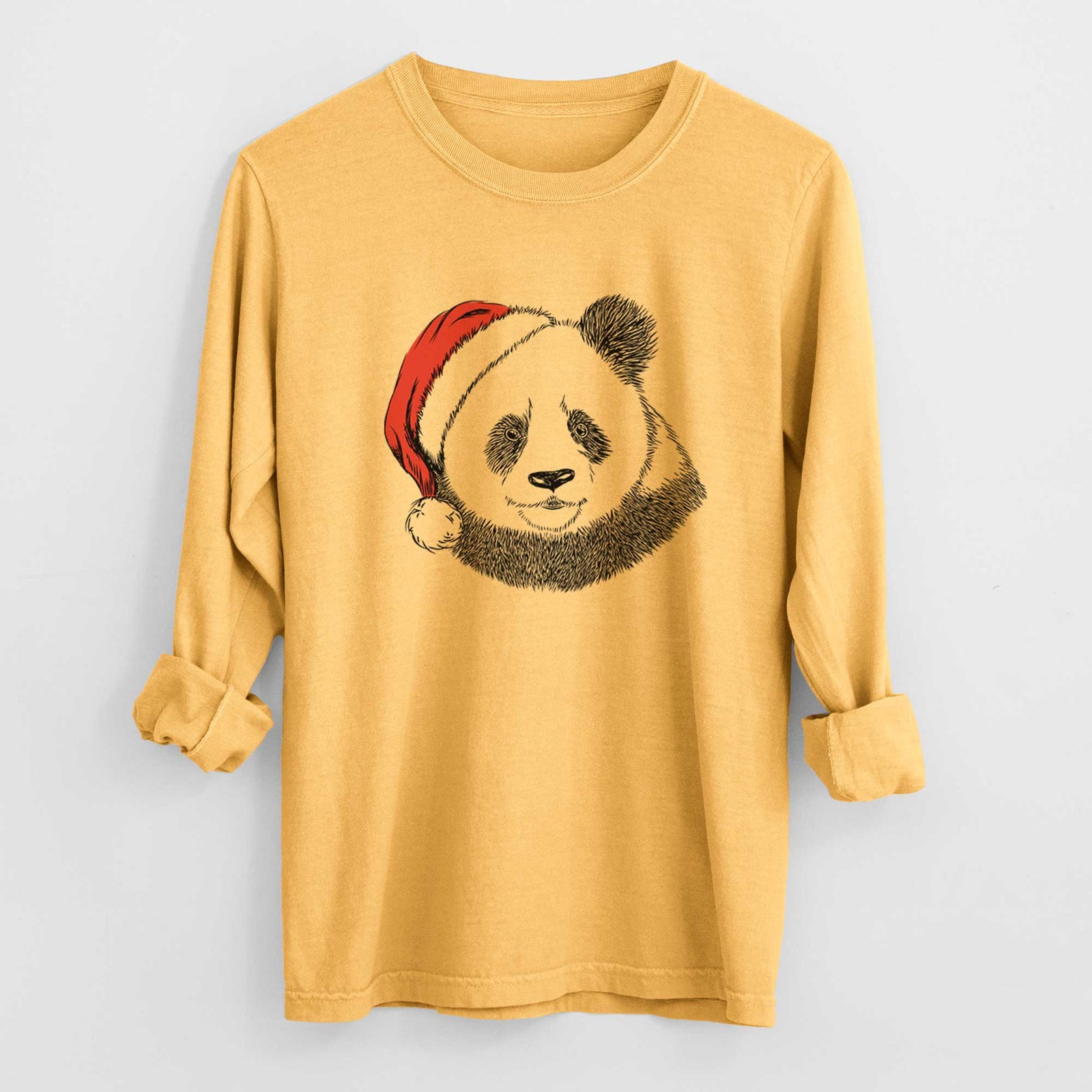 Santa Po the Panda - Men's Heavyweight 100% Cotton Long Sleeve