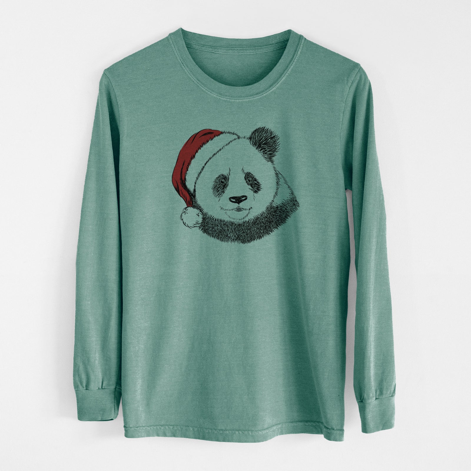 Santa Po the Panda - Men's Heavyweight 100% Cotton Long Sleeve