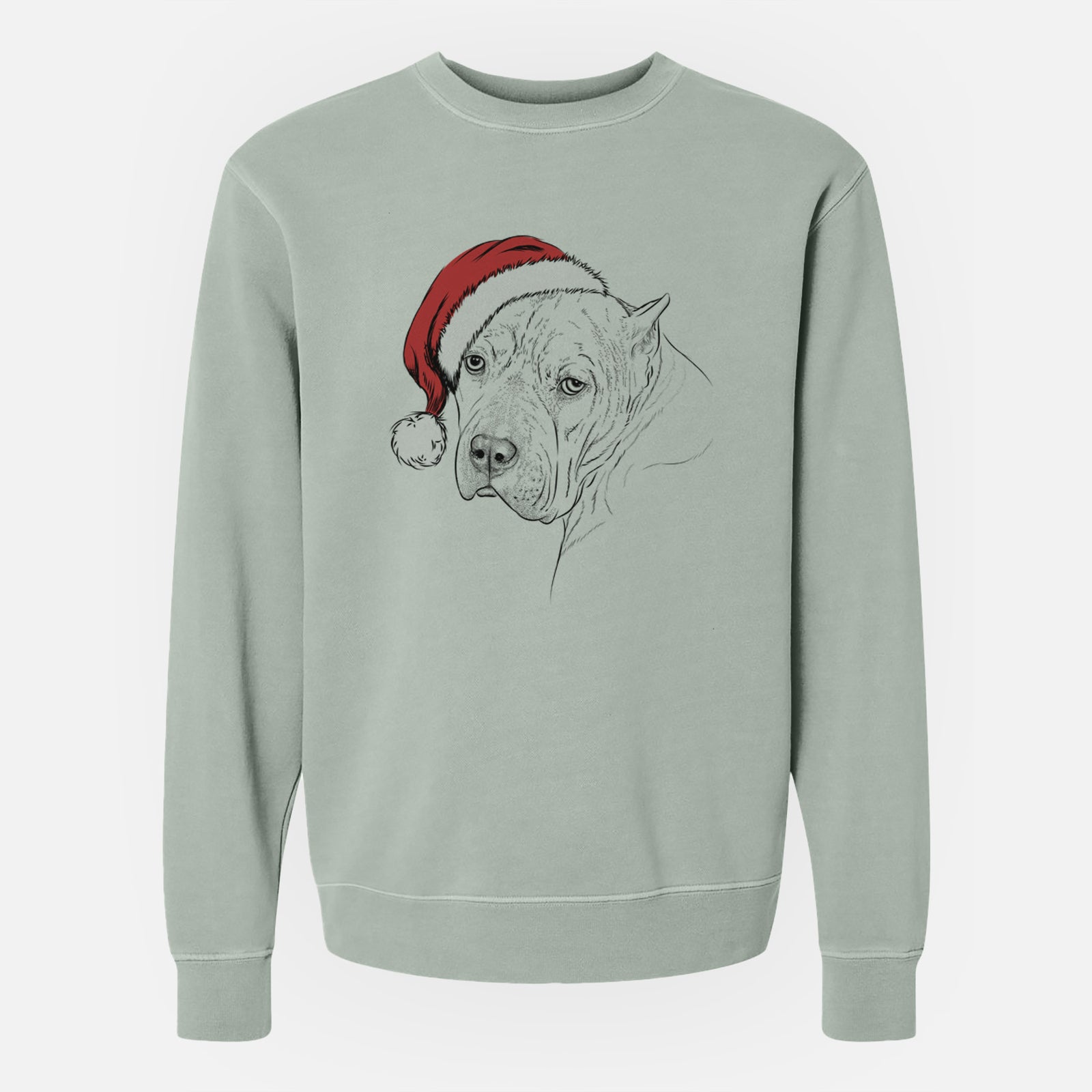 Santa Precious the Staffordshire Terrier - Unisex Pigment Dyed Crew Sweatshirt