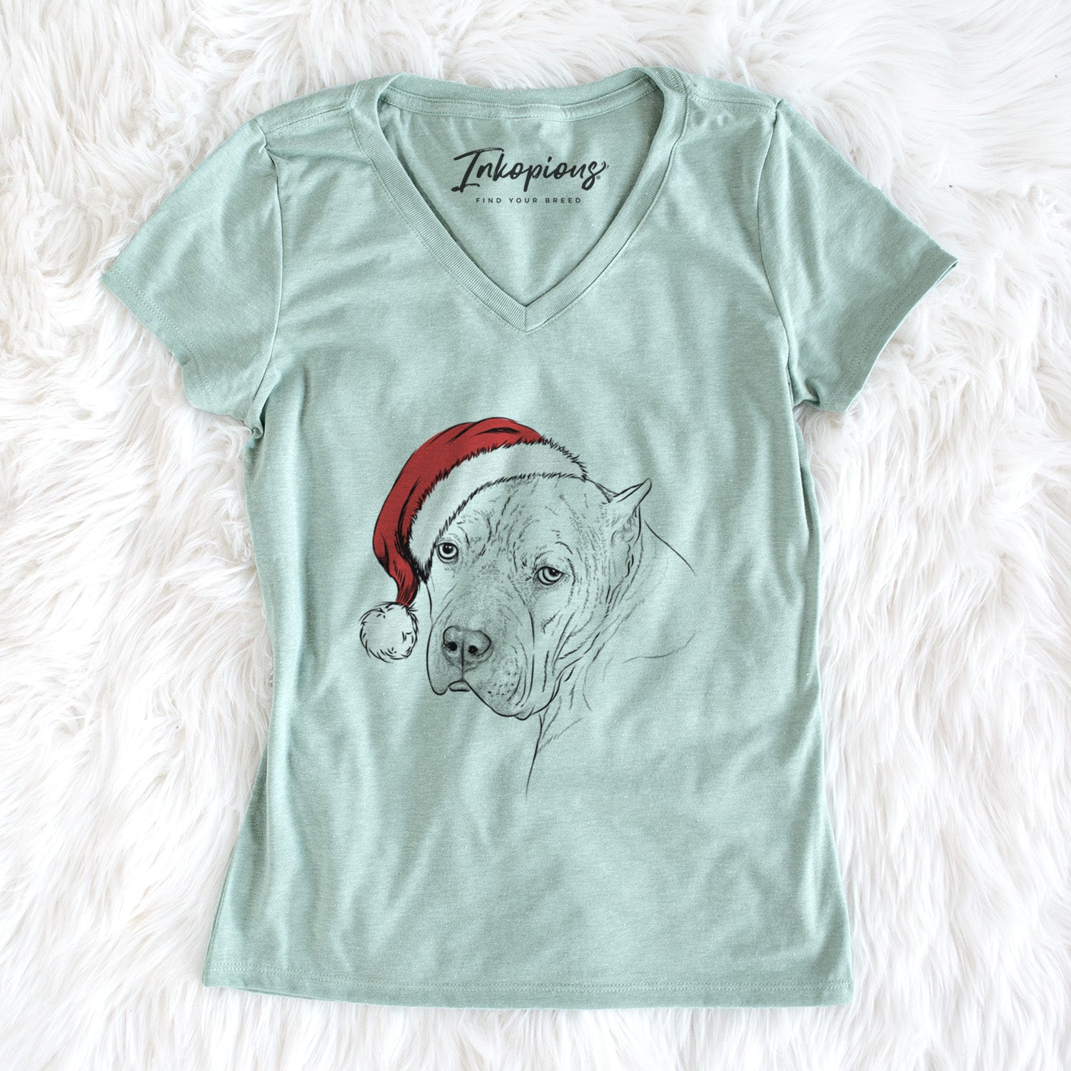 Santa Precious the Staffordshire Terrier - Women's Perfect V-neck Shirt