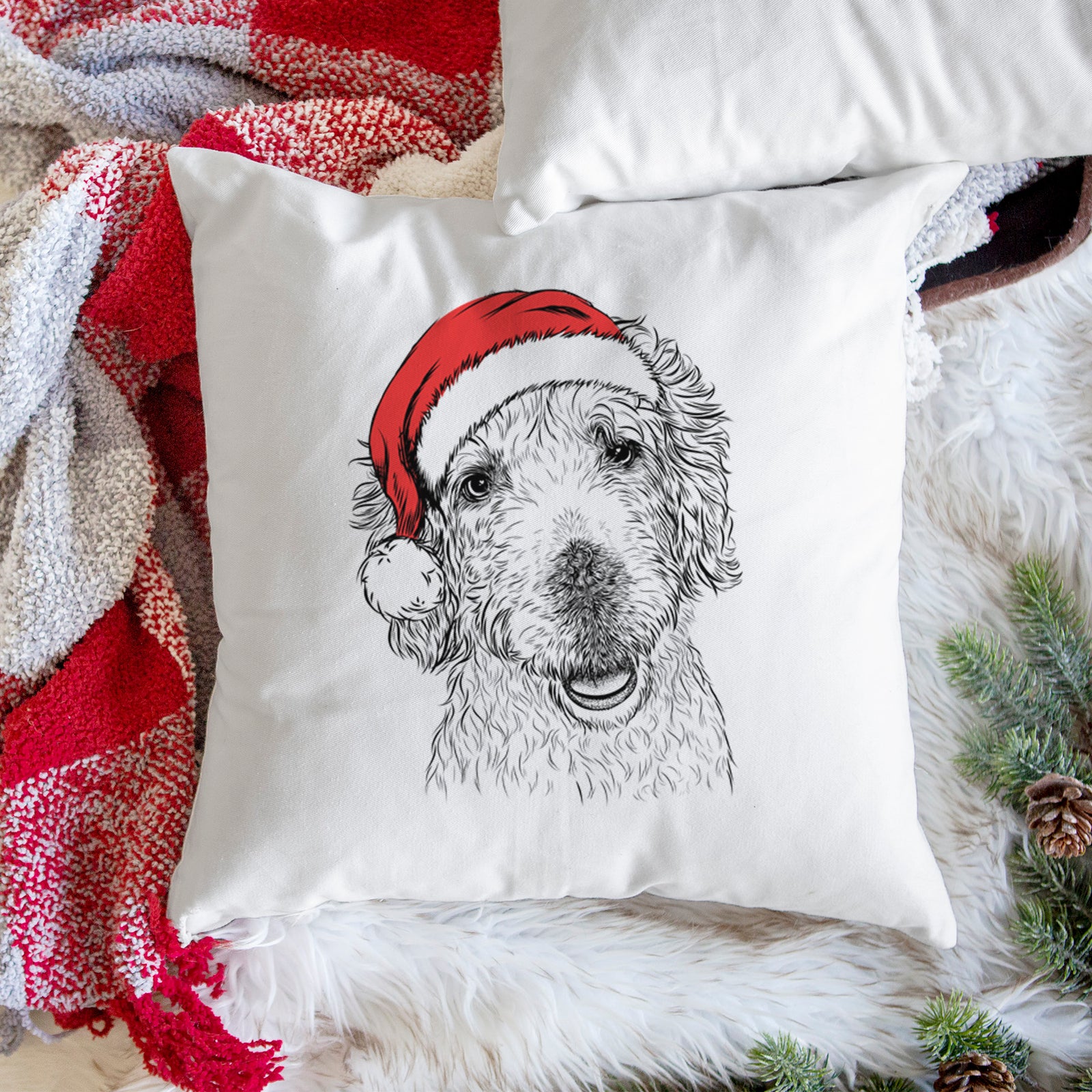 Preston the Labradoodle - Throw Pillow Cover