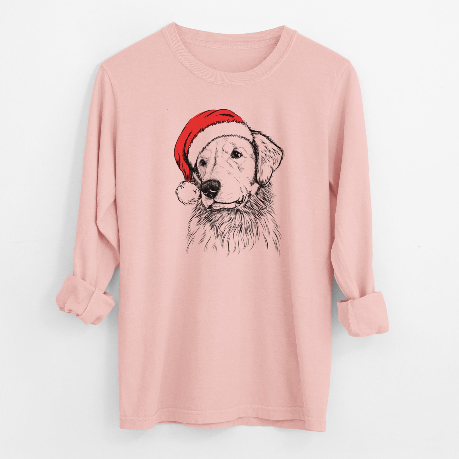 Santa Quinn the Golden Retriever - Men's Heavyweight 100% Cotton Long Sleeve
