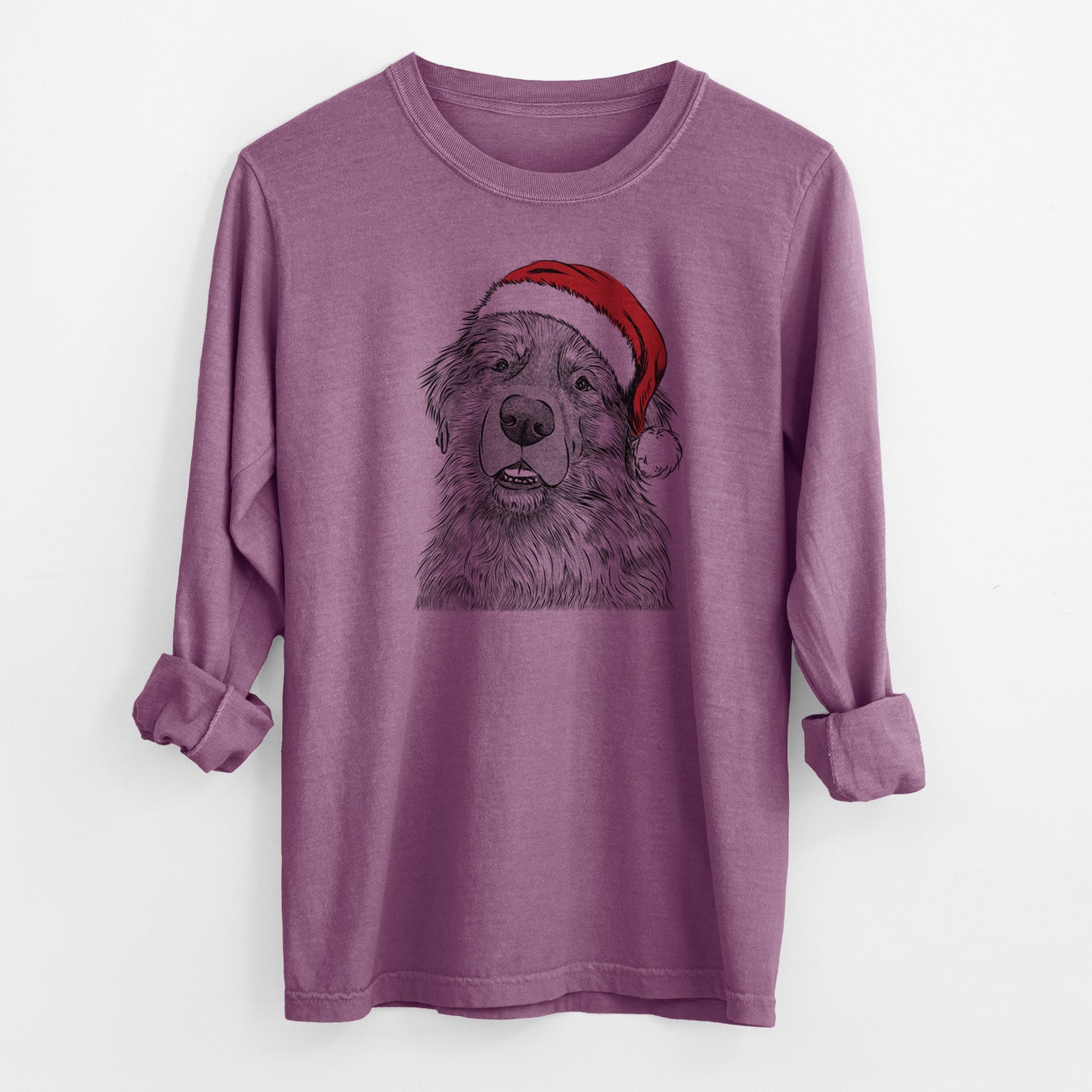 Santa Ralph the Leonberger - Men's Heavyweight 100% Cotton Long Sleeve