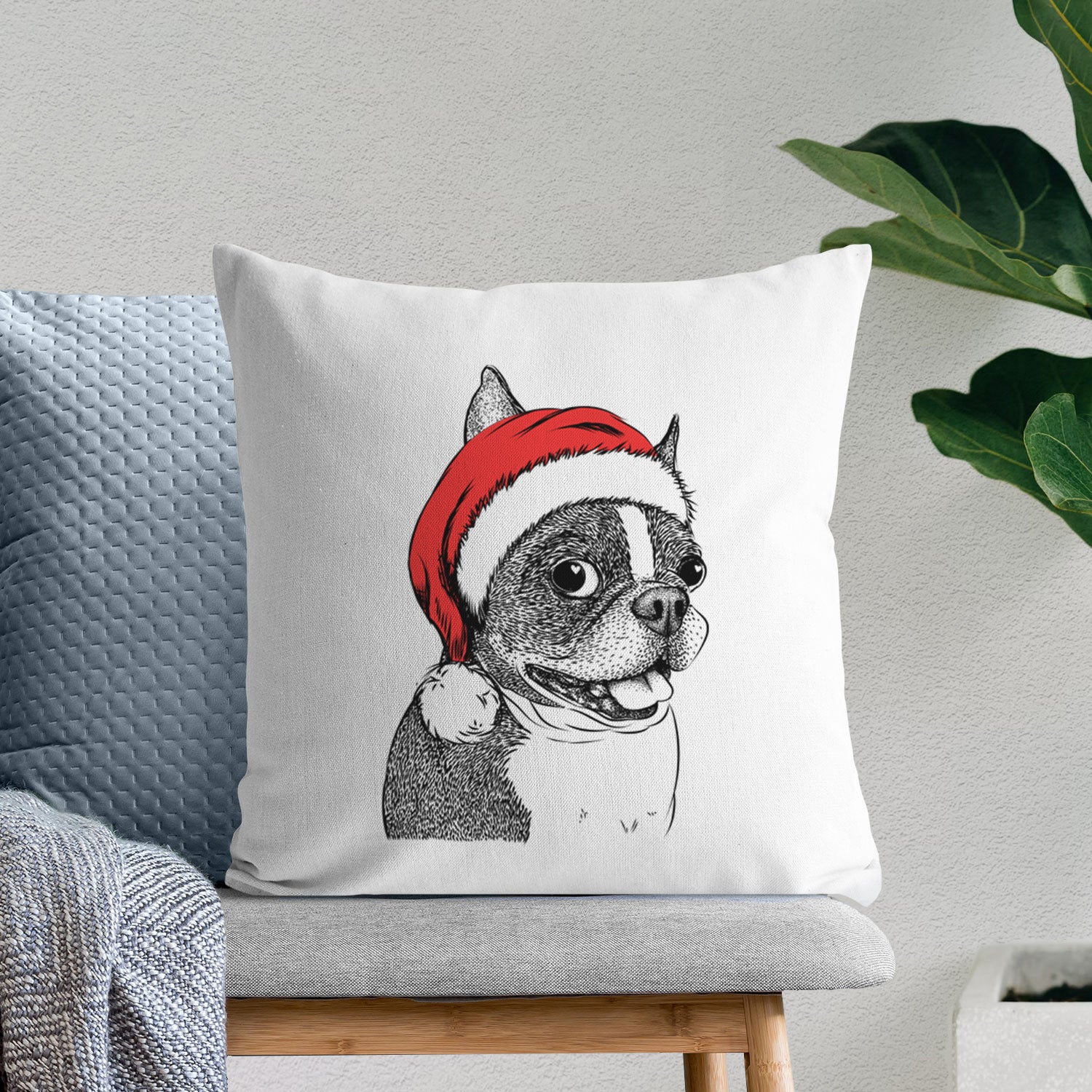 Ralphie the Boston Terrier - Throw Pillow Cover