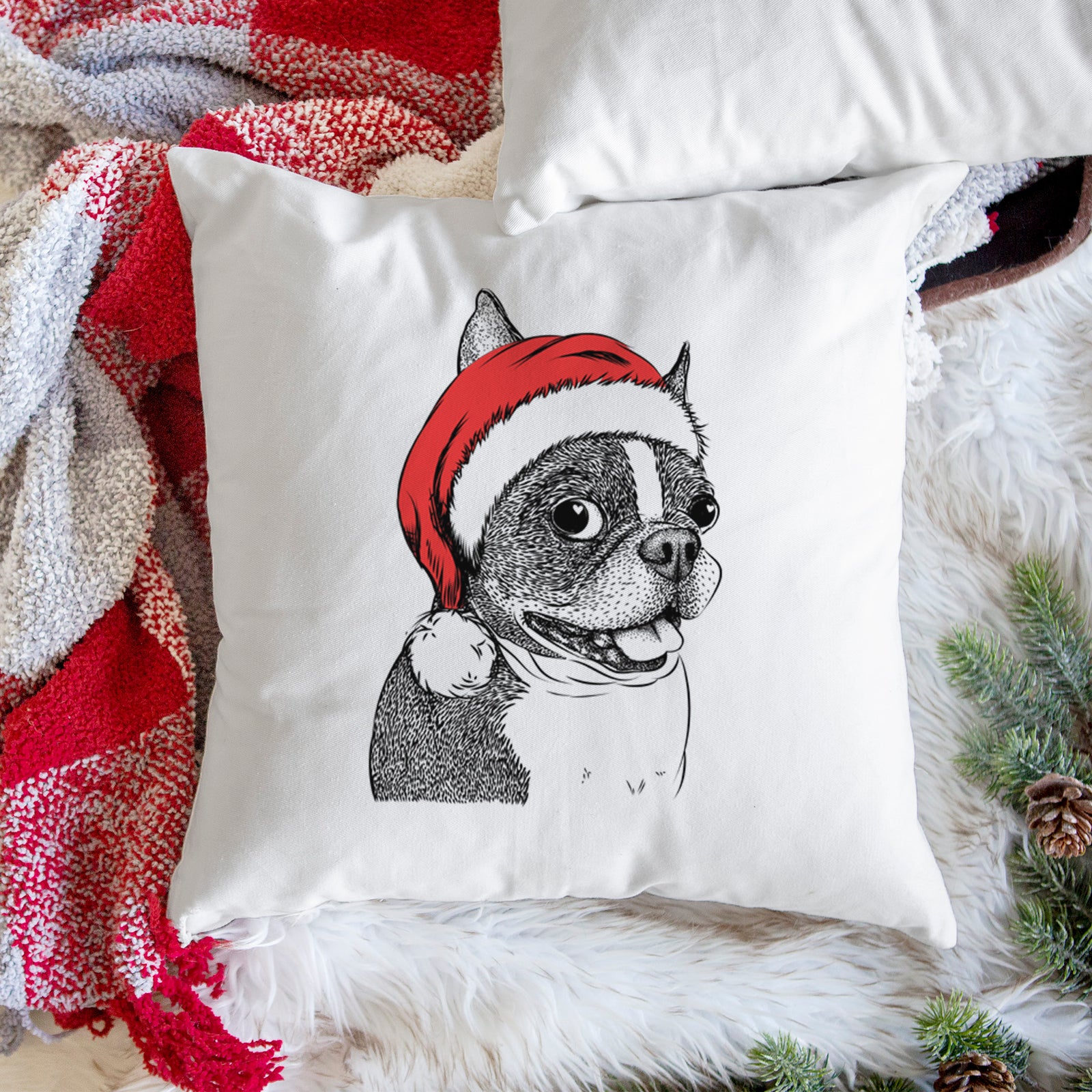 Ralphie the Boston Terrier - Throw Pillow Cover