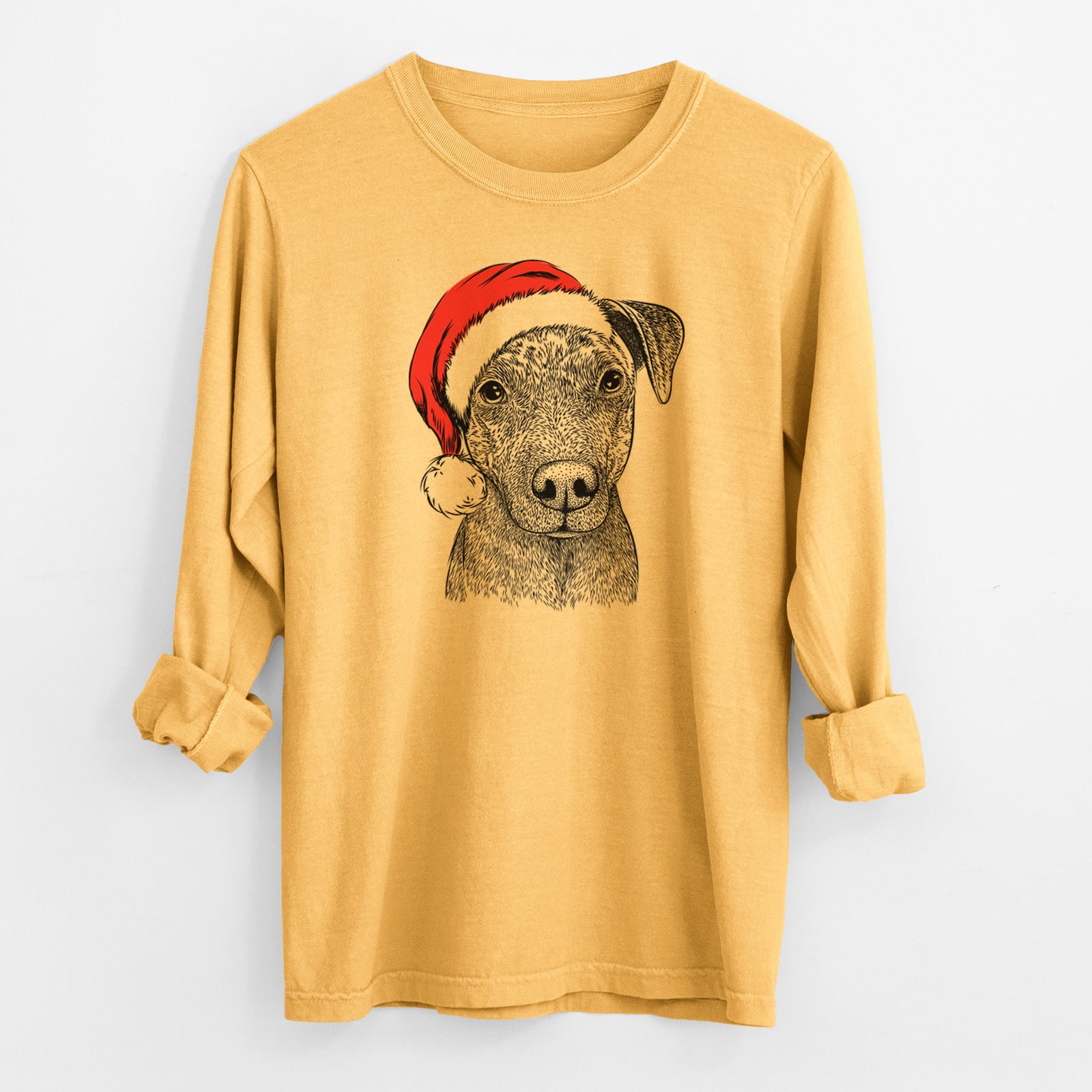 Santa Reeses the Pitbull - Men's Heavyweight 100% Cotton Long Sleeve