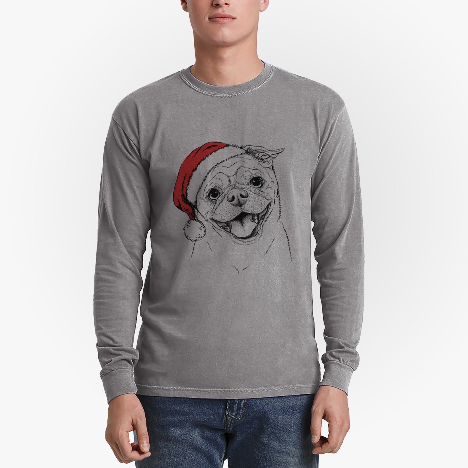Santa Riley the Chug - Men's Heavyweight 100% Cotton Long Sleeve