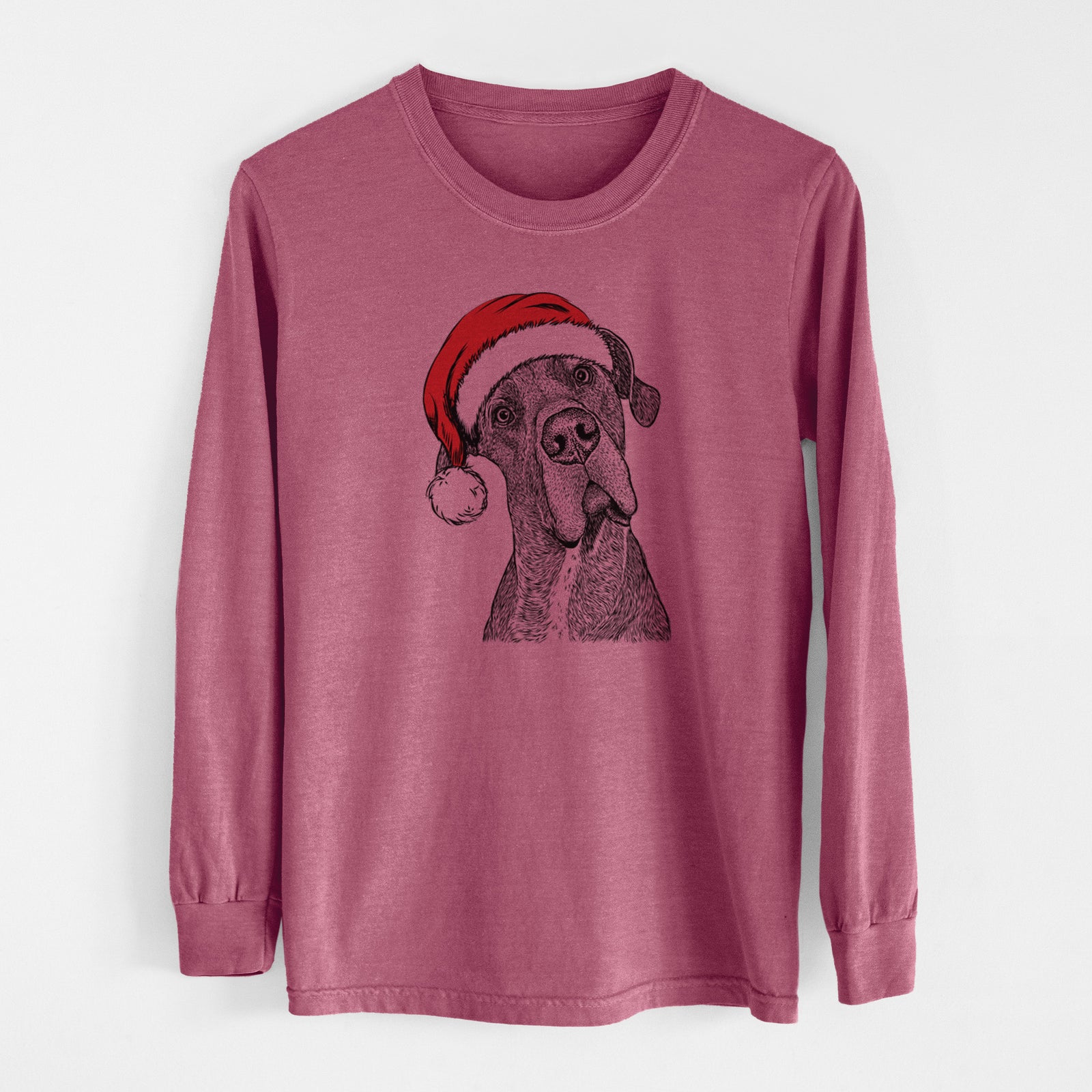 Santa River the Great Dane - Men's Heavyweight 100% Cotton Long Sleeve
