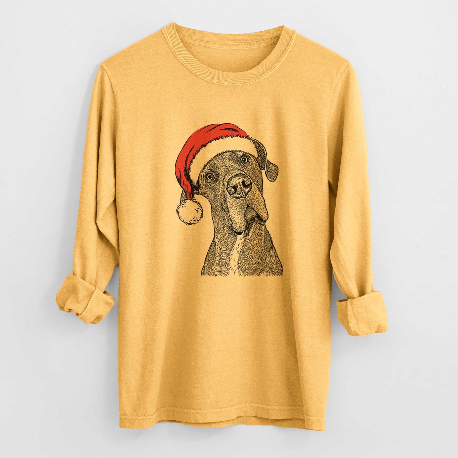 Santa River the Great Dane - Men's Heavyweight 100% Cotton Long Sleeve
