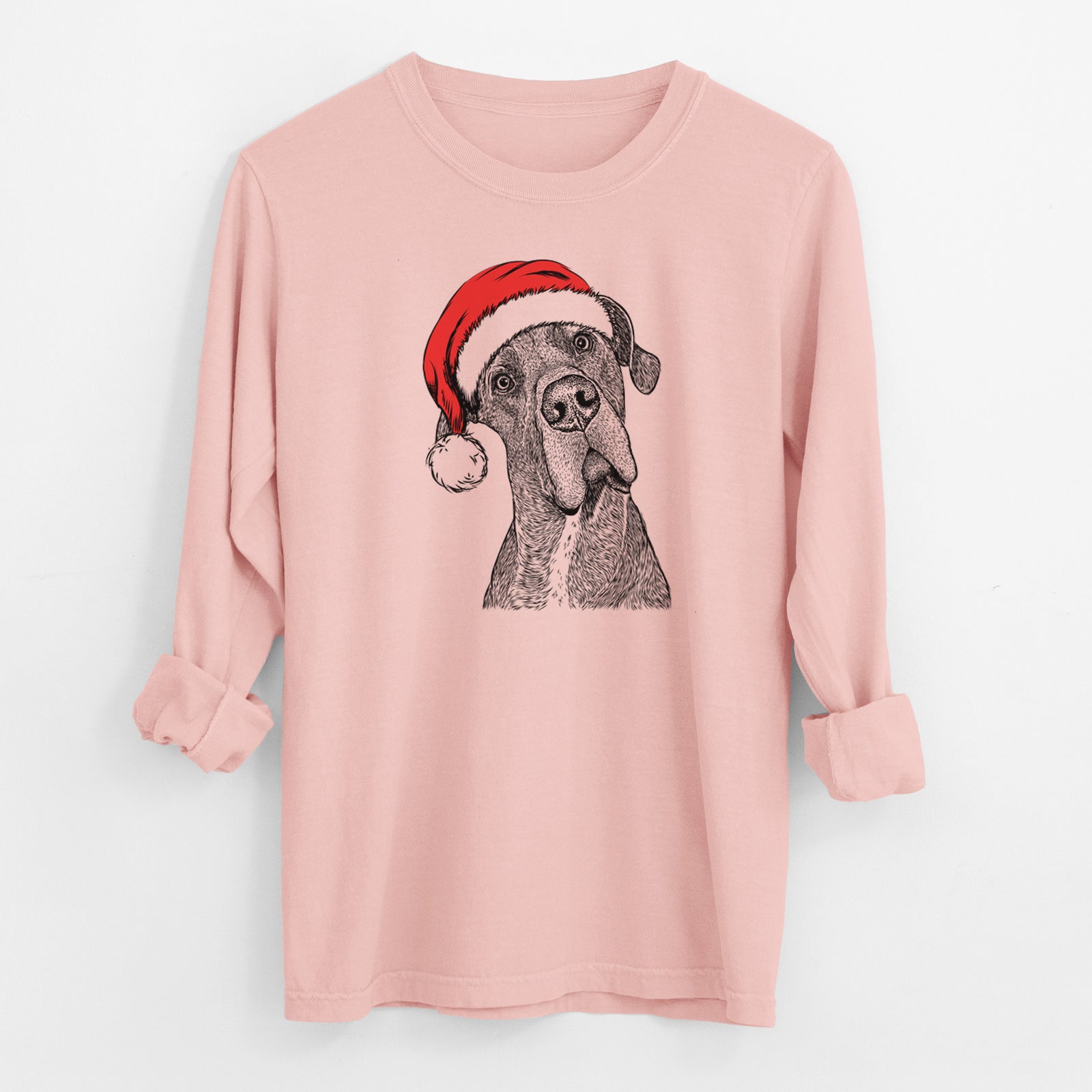 Santa River the Great Dane - Men's Heavyweight 100% Cotton Long Sleeve