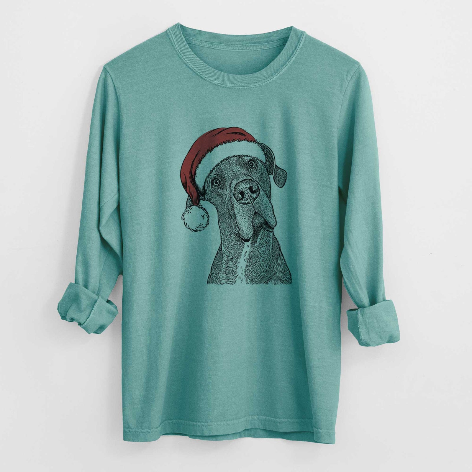 Santa River the Great Dane - Men's Heavyweight 100% Cotton Long Sleeve