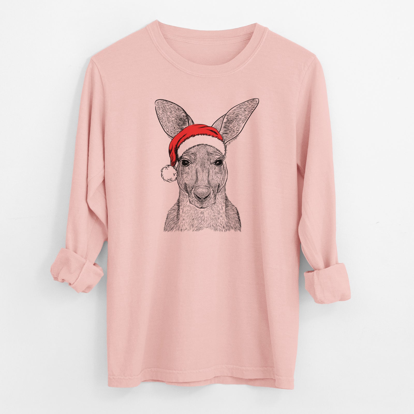 Santa Roger the Red Kangaroo - Men's Heavyweight 100% Cotton Long Sleeve