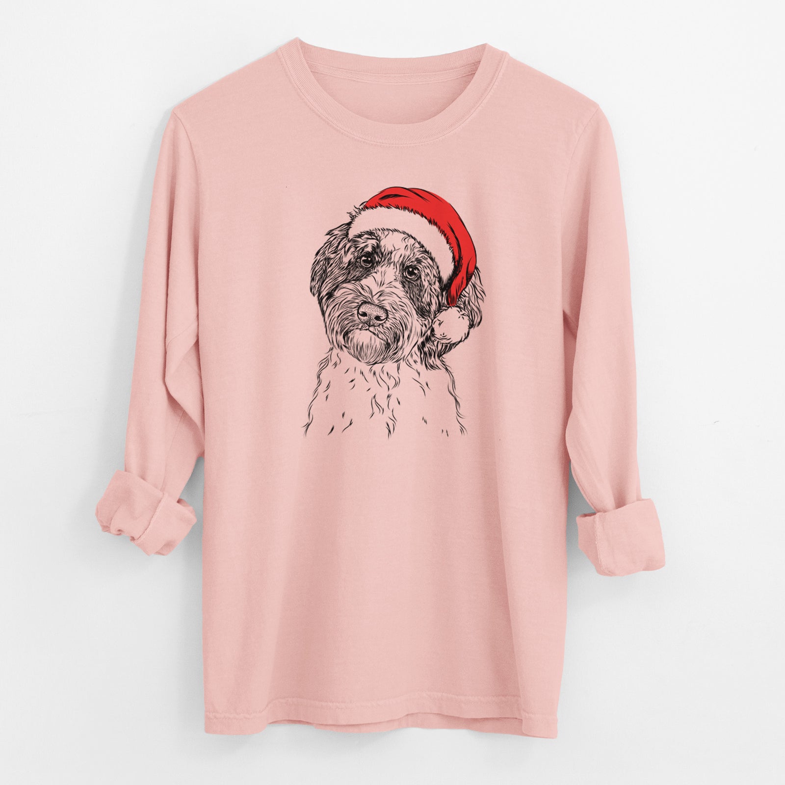 Santa Rooney the Aussiedoodle - Men's Heavyweight 100% Cotton Long Sleeve