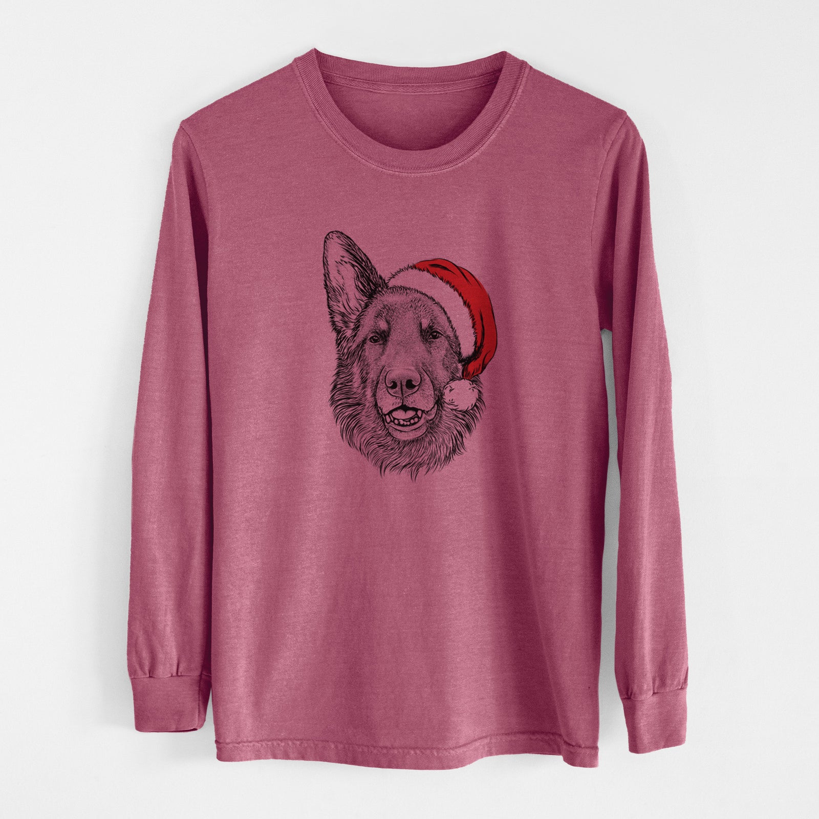 Santa Sammie the German Shepherd - Men's Heavyweight 100% Cotton Long Sleeve