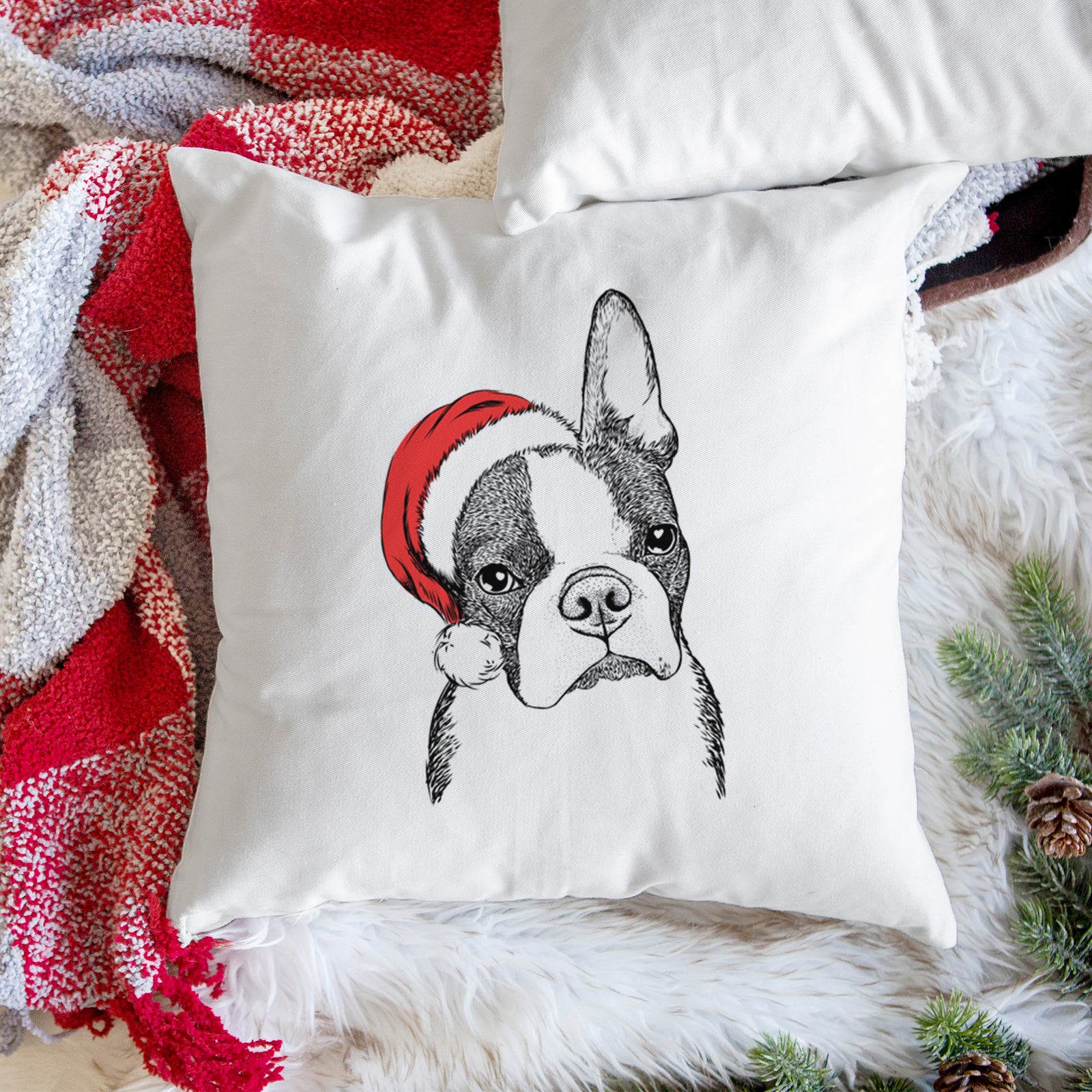 Samuel the Boston Terrier - Throw Pillow Cover