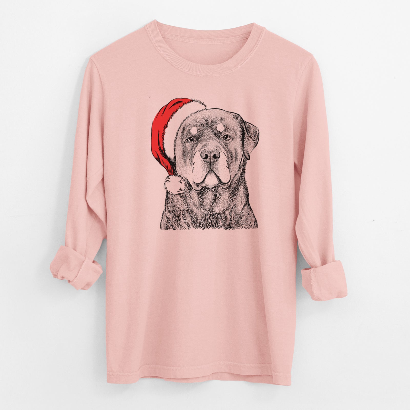 Santa Sarge the Rottweiler - Men's Heavyweight 100% Cotton Long Sleeve