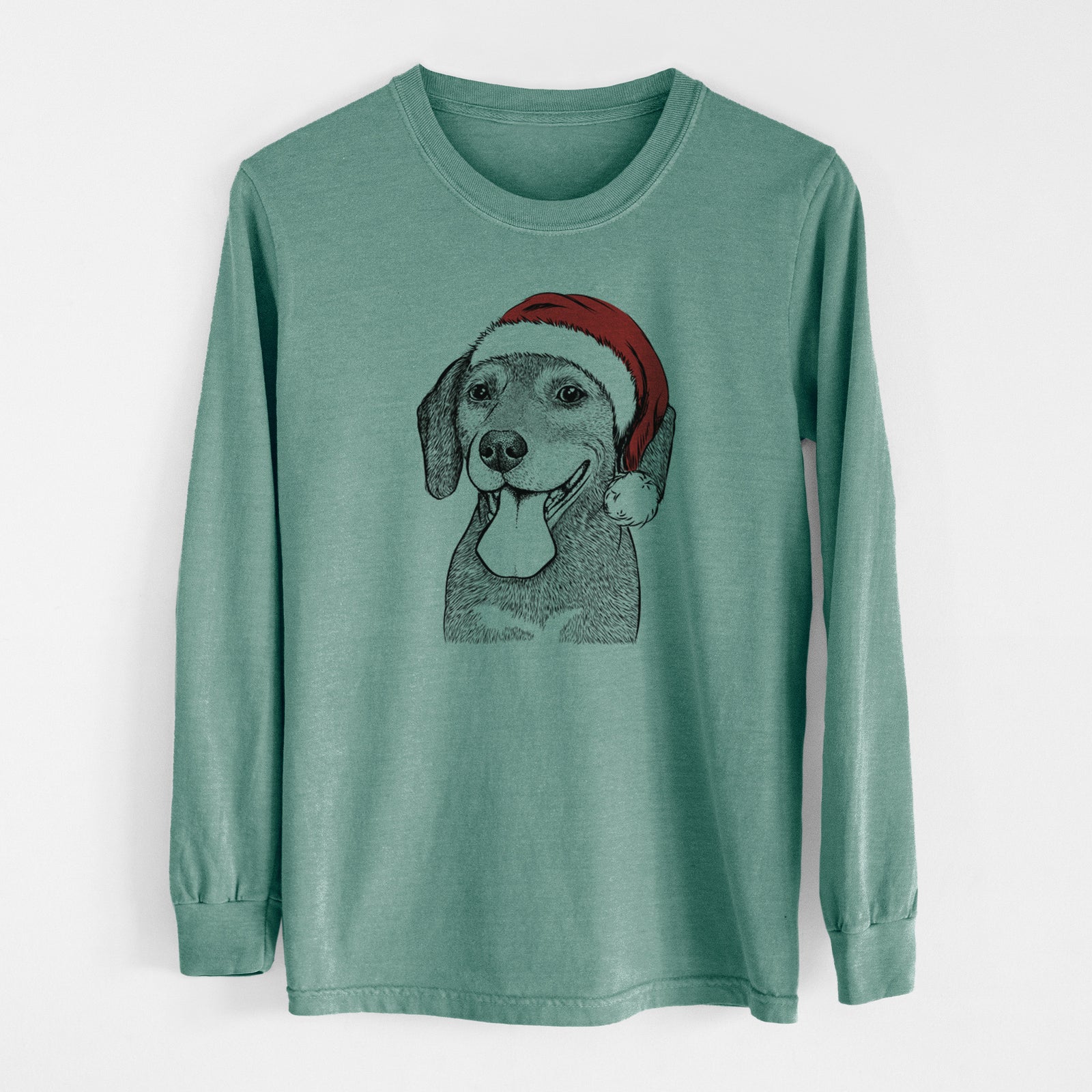 Santa Scarlett the Beagle - Men's Heavyweight 100% Cotton Long Sleeve