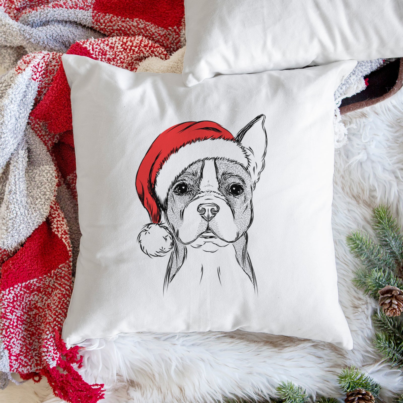 Scout the Boston Terrier - Throw Pillow Cover