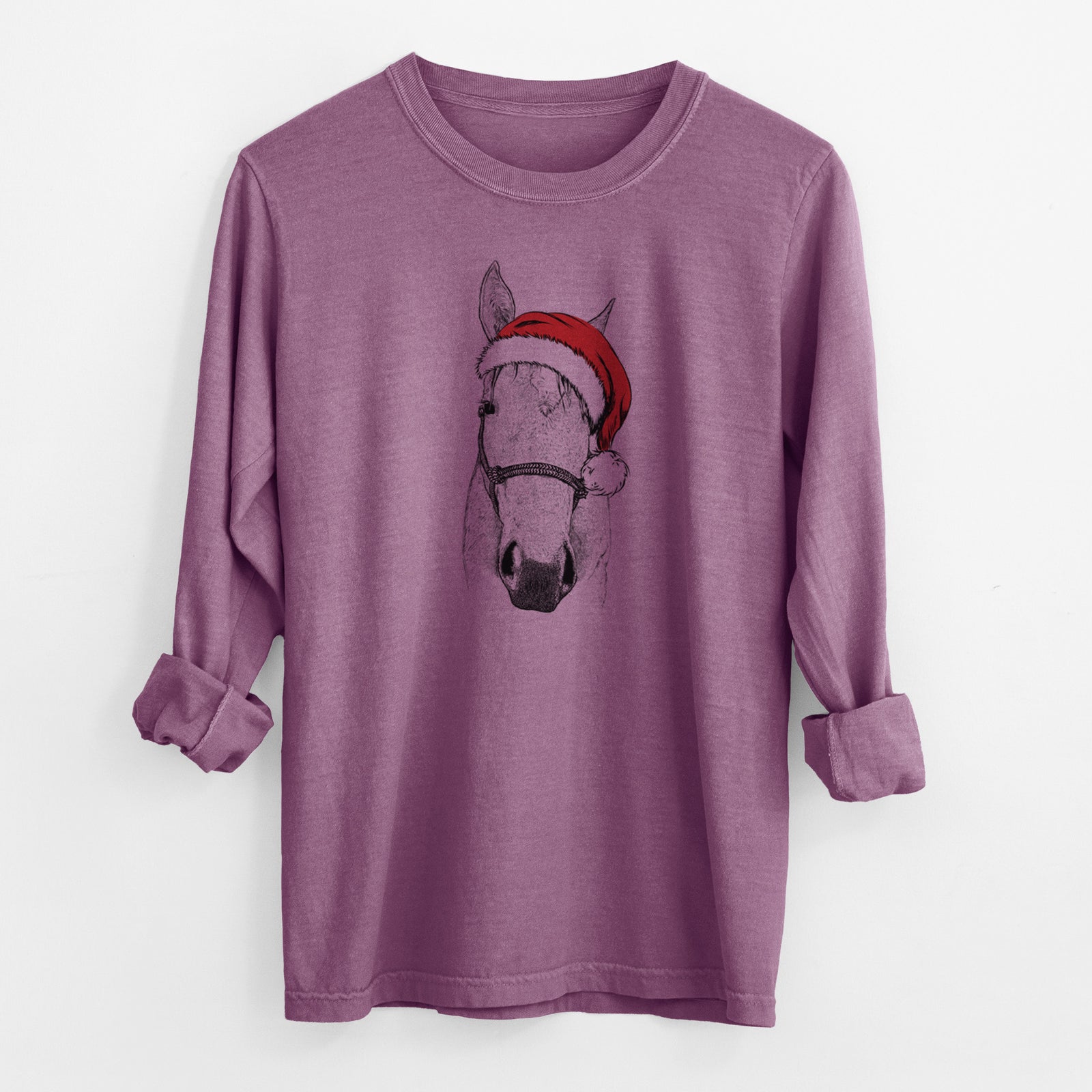 Santa SeaBee the Quarter Horse - Men's Heavyweight 100% Cotton Long Sleeve