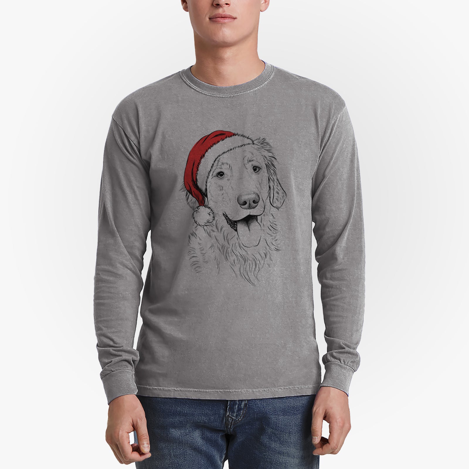 Santa Semba the Golden Retriever - Heavyweight 100% Cotton Long Sleeve