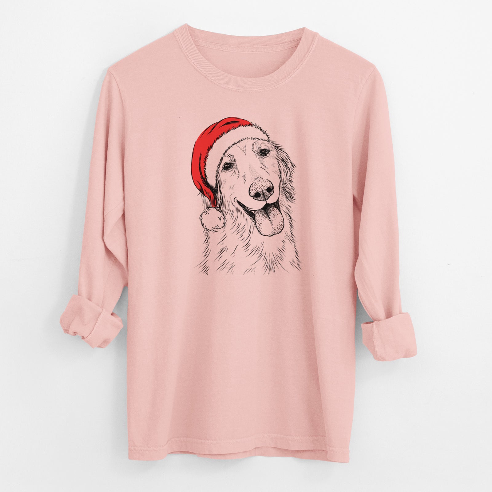 Santa Shelby the Golden Retriever - Men's Heavyweight 100% Cotton Long Sleeve