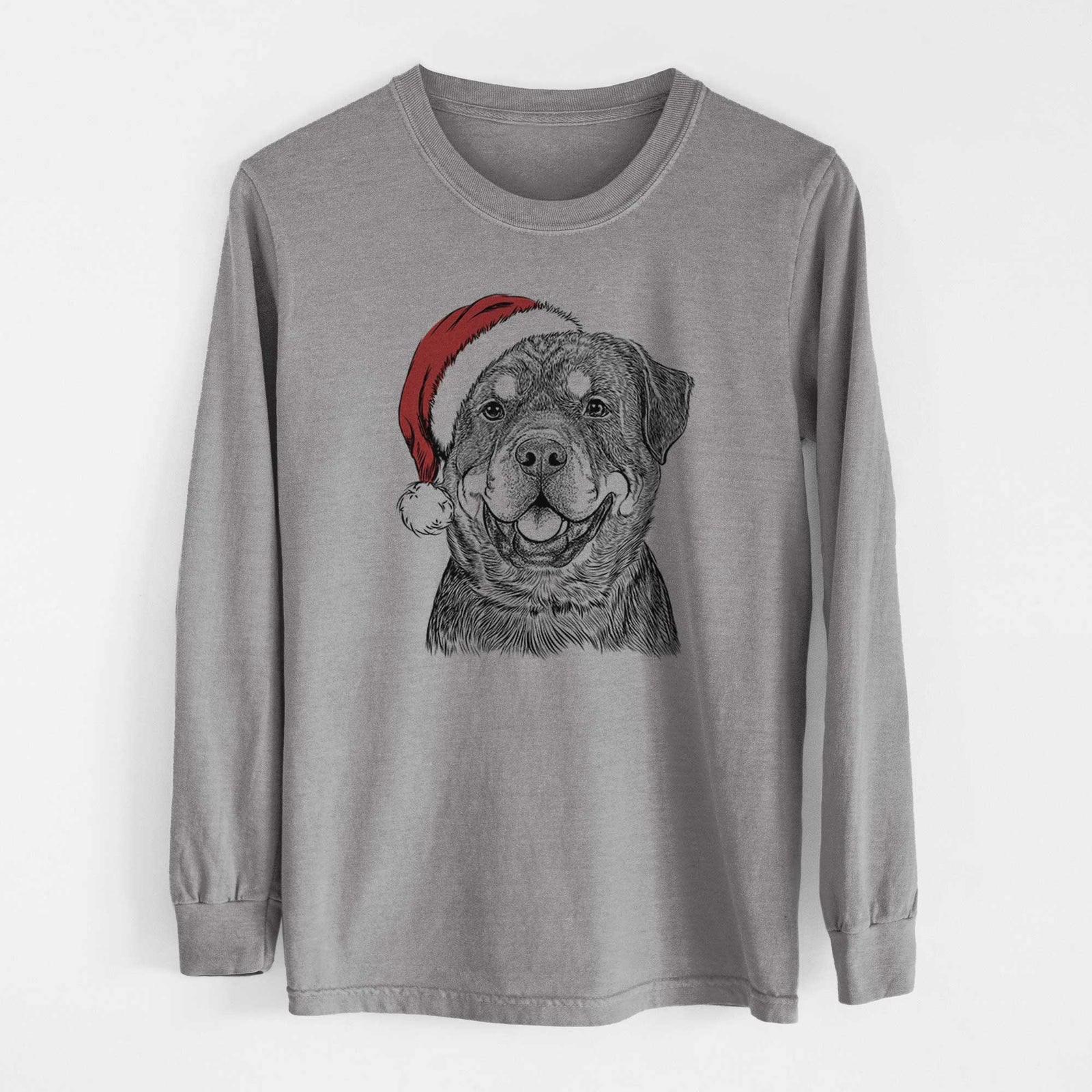 Santa Sig the Rottweiler - Men's Heavyweight 100% Cotton Long Sleeve