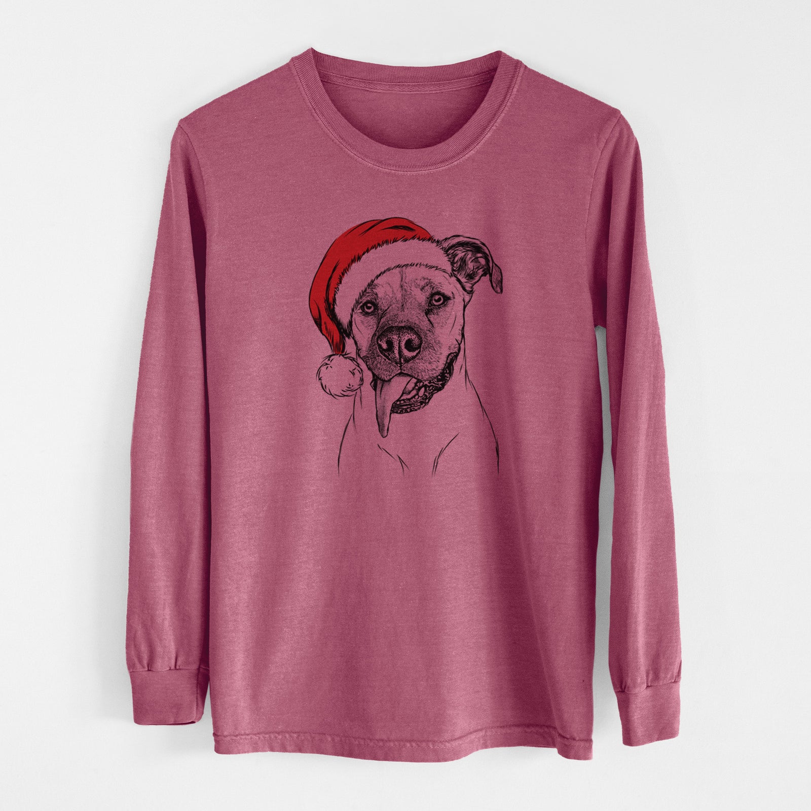 Santa Sir Jake the Boxer - Men's Heavyweight 100% Cotton Long Sleeve