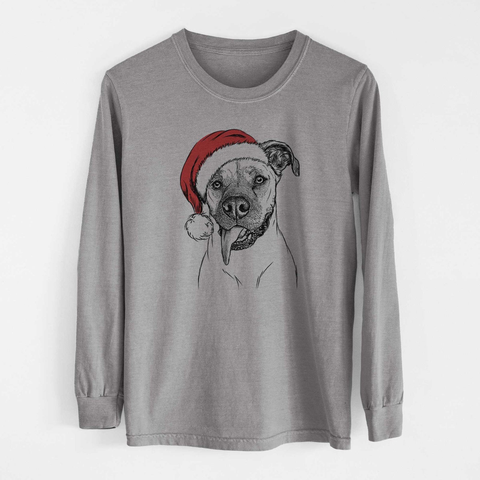 Santa Sir Jake the Boxer - Men's Heavyweight 100% Cotton Long Sleeve