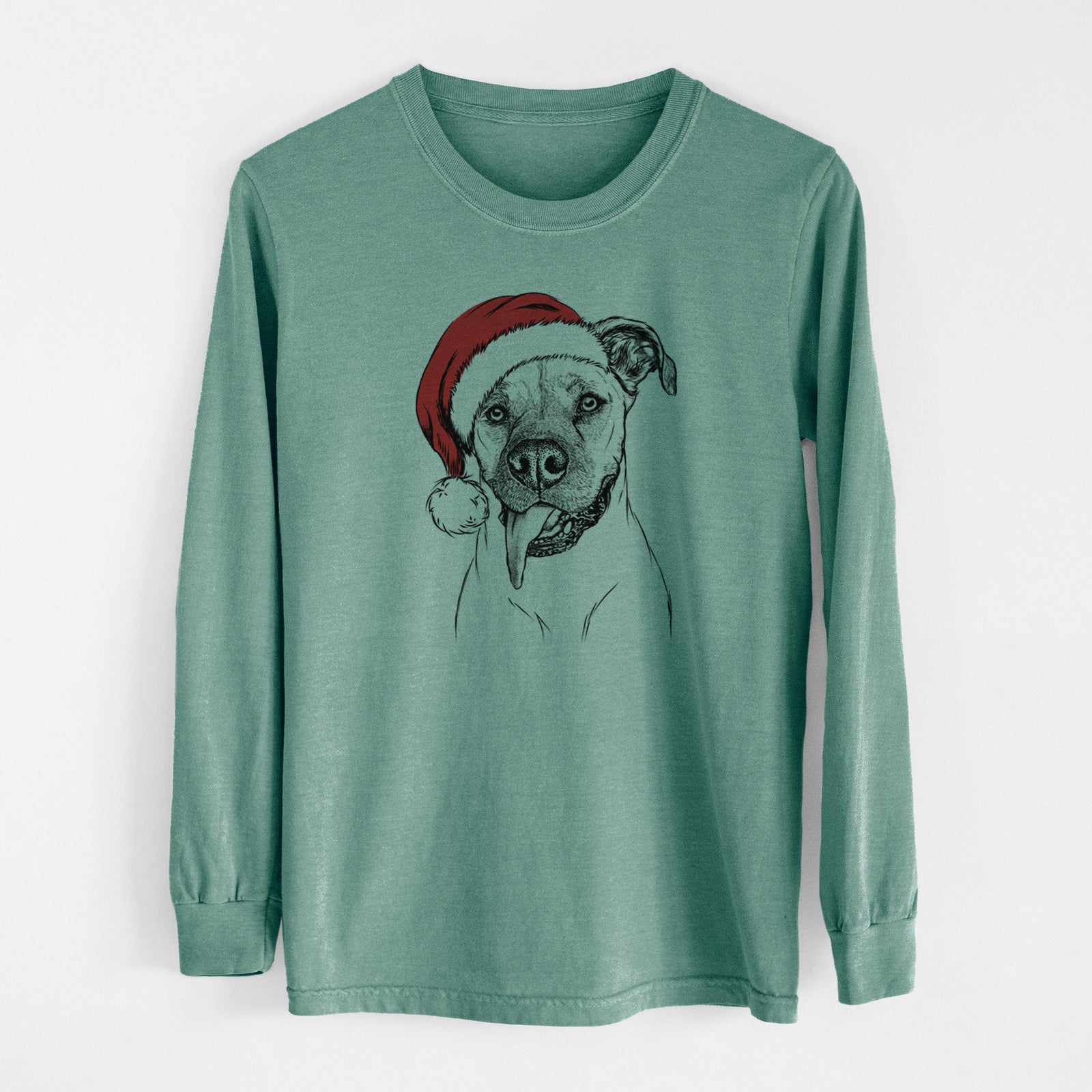 Santa Sir Jake the Boxer - Men's Heavyweight 100% Cotton Long Sleeve