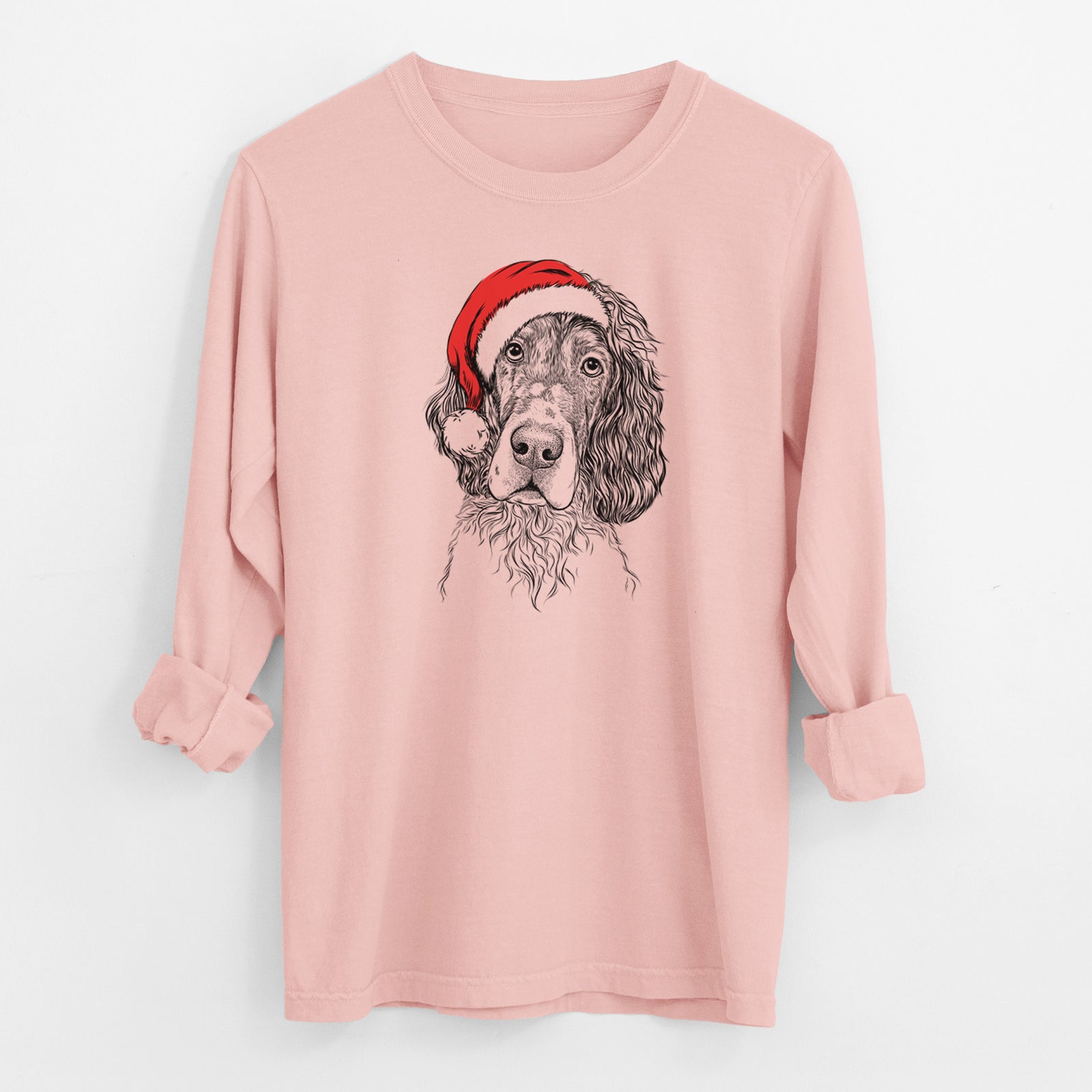 Santa Sir Rexford the Blue Belton English Setter - Men's Heavyweight 100% Cotton Long Sleeve