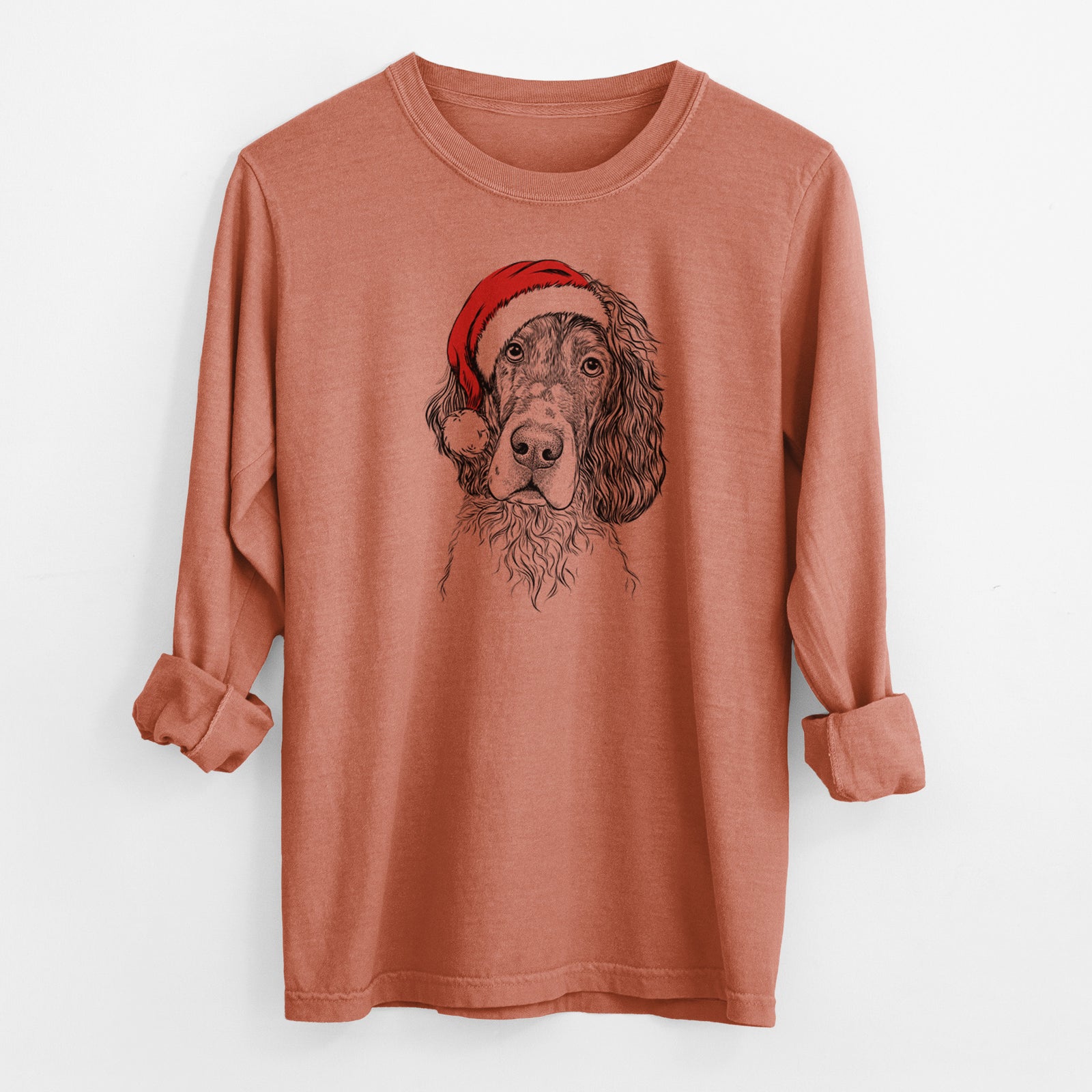 Santa Sir Rexford the Blue Belton English Setter - Men's Heavyweight 100% Cotton Long Sleeve