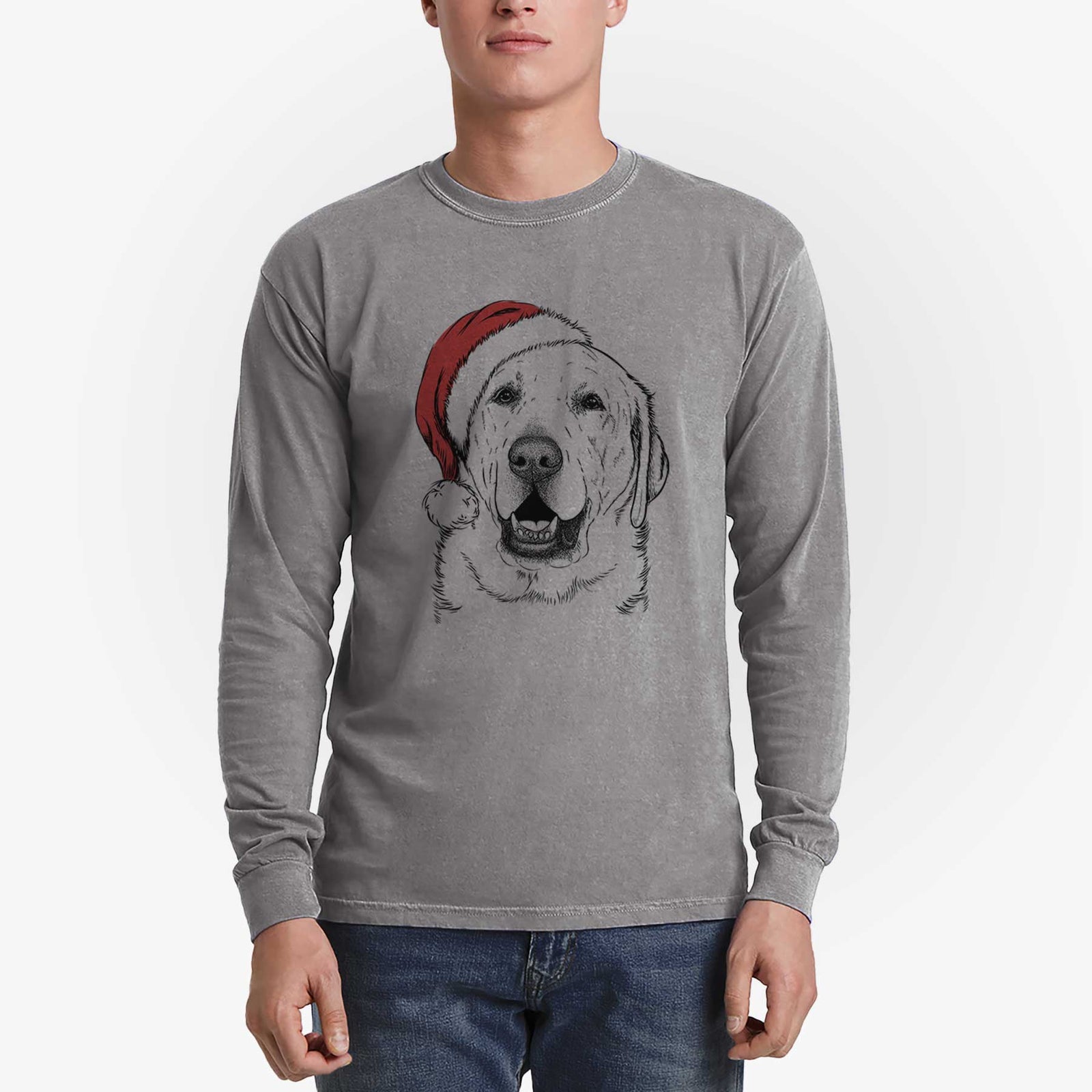 Santa Sparks the Labrador Retriever - Men's Heavyweight 100% Cotton Long Sleeve
