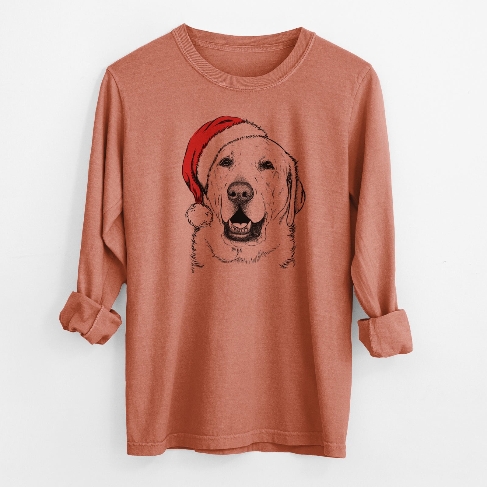 Santa Sparks the Labrador Retriever - Men's Heavyweight 100% Cotton Long Sleeve