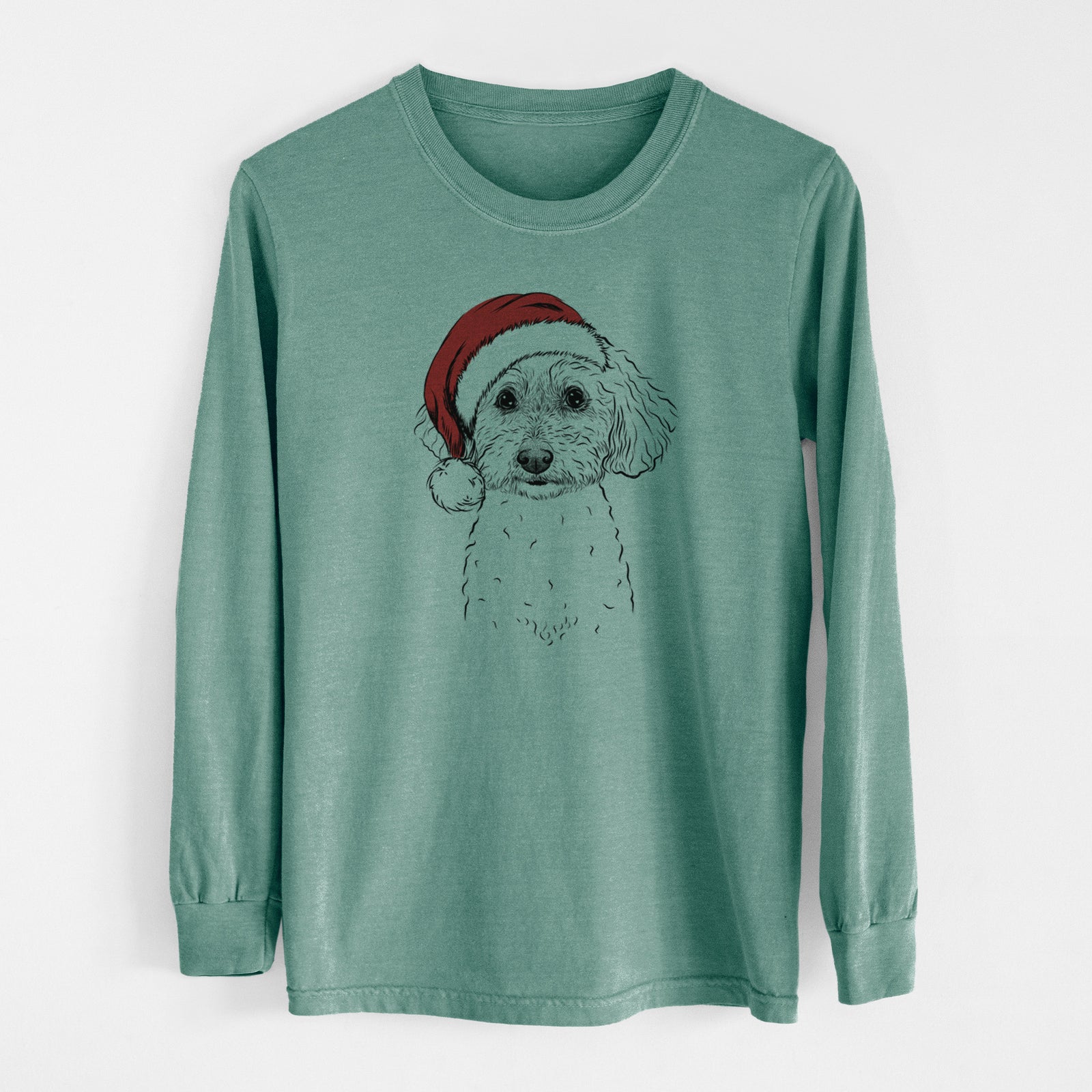 Santa Stitch the Bichonpoo - Men's Heavyweight 100% Cotton Long Sleeve