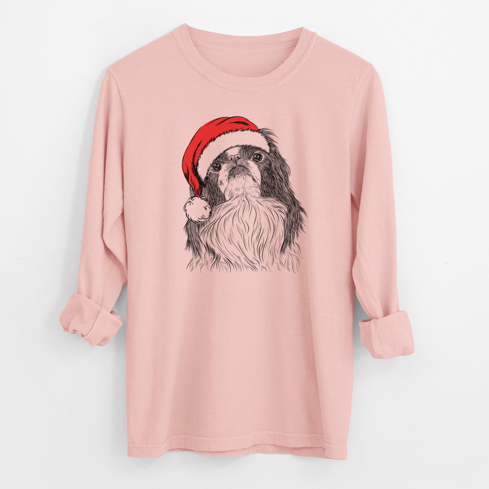 Santa Suki the Japanese Chin - Men's Heavyweight 100% Cotton Long Sleeve