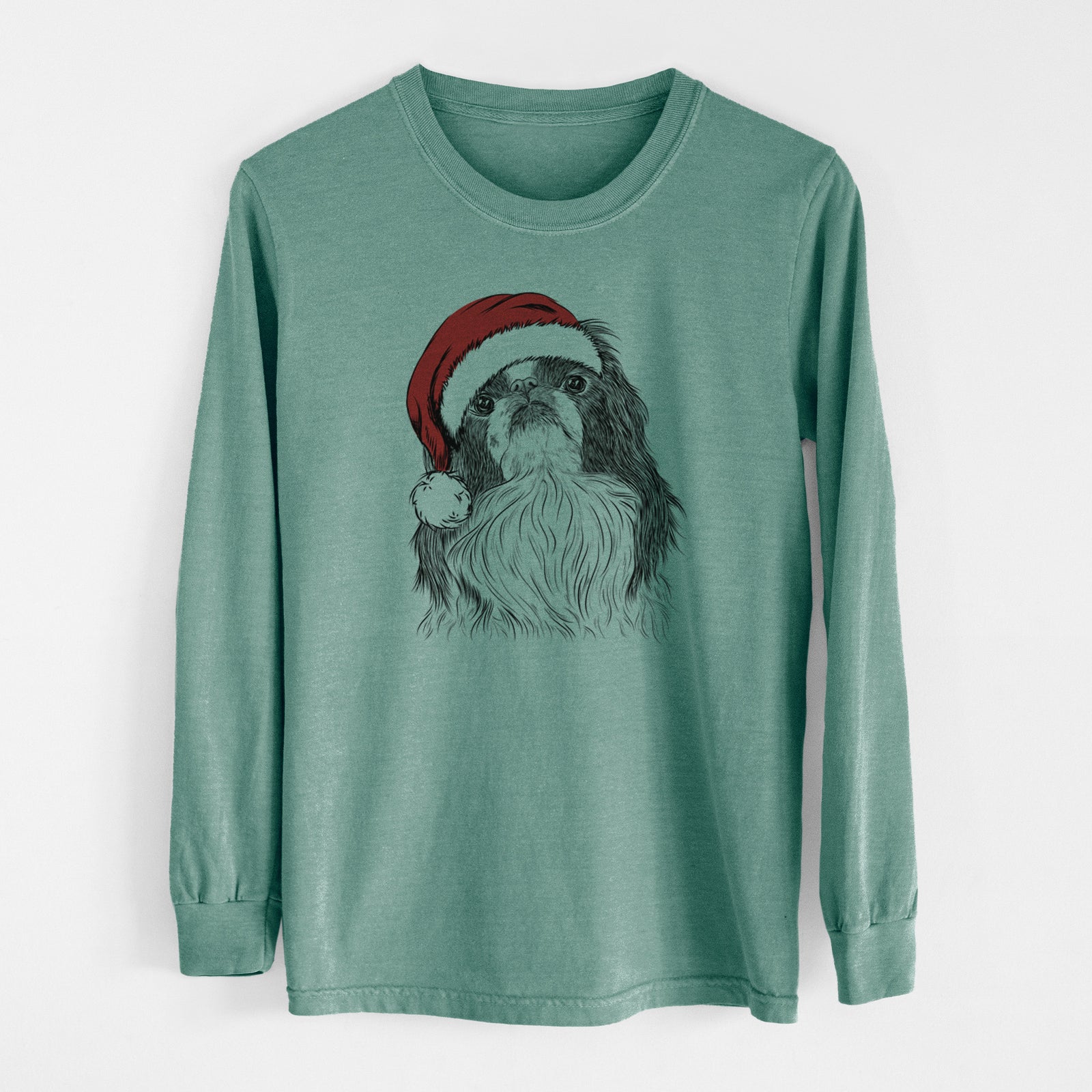 Santa Suki the Japanese Chin - Men's Heavyweight 100% Cotton Long Sleeve