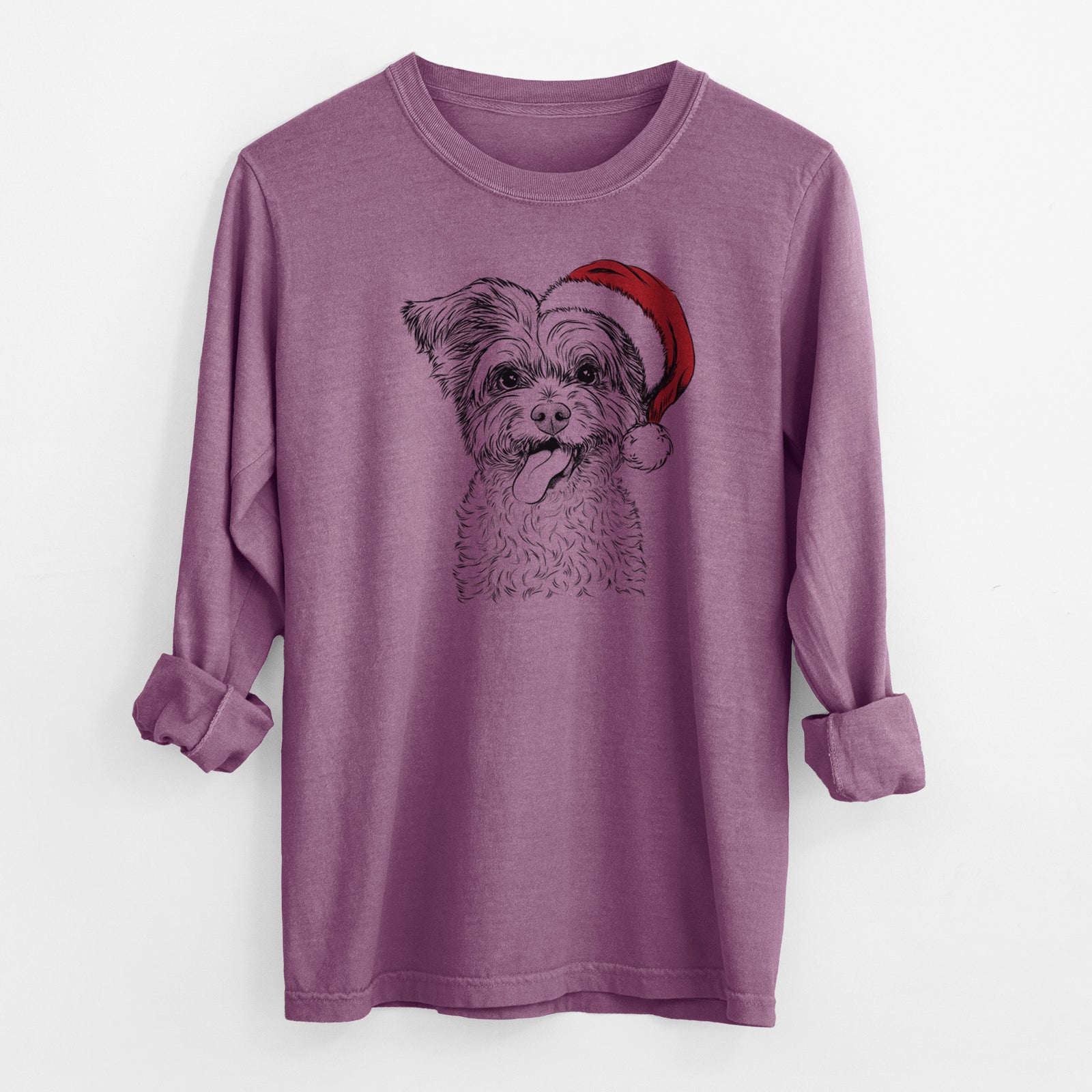 Santa Sweetie the Terrier Mix - Men's Heavyweight 100% Cotton Long Sleeve