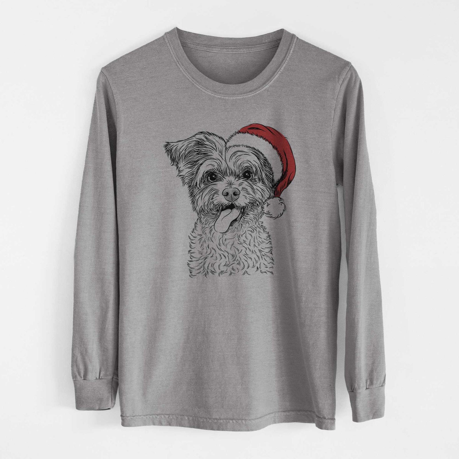 Santa Sweetie the Terrier Mix - Men's Heavyweight 100% Cotton Long Sleeve