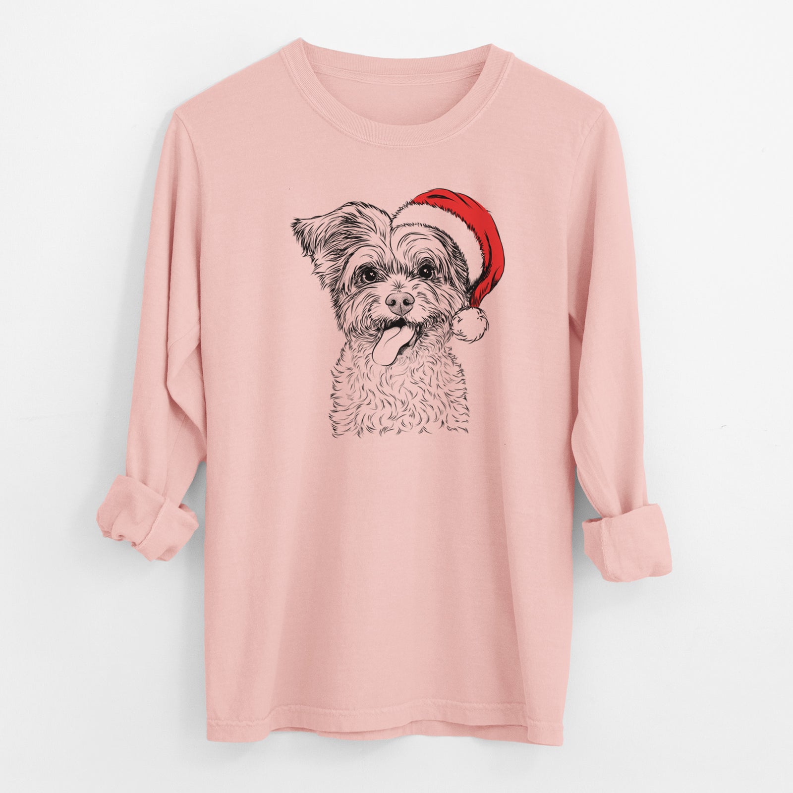 Santa Sweetie the Terrier Mix - Men's Heavyweight 100% Cotton Long Sleeve