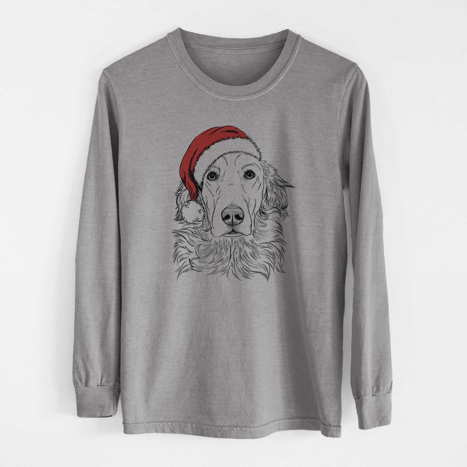 Santa Sydney the Golden Retriever - Men's Heavyweight 100% Cotton Long Sleeve