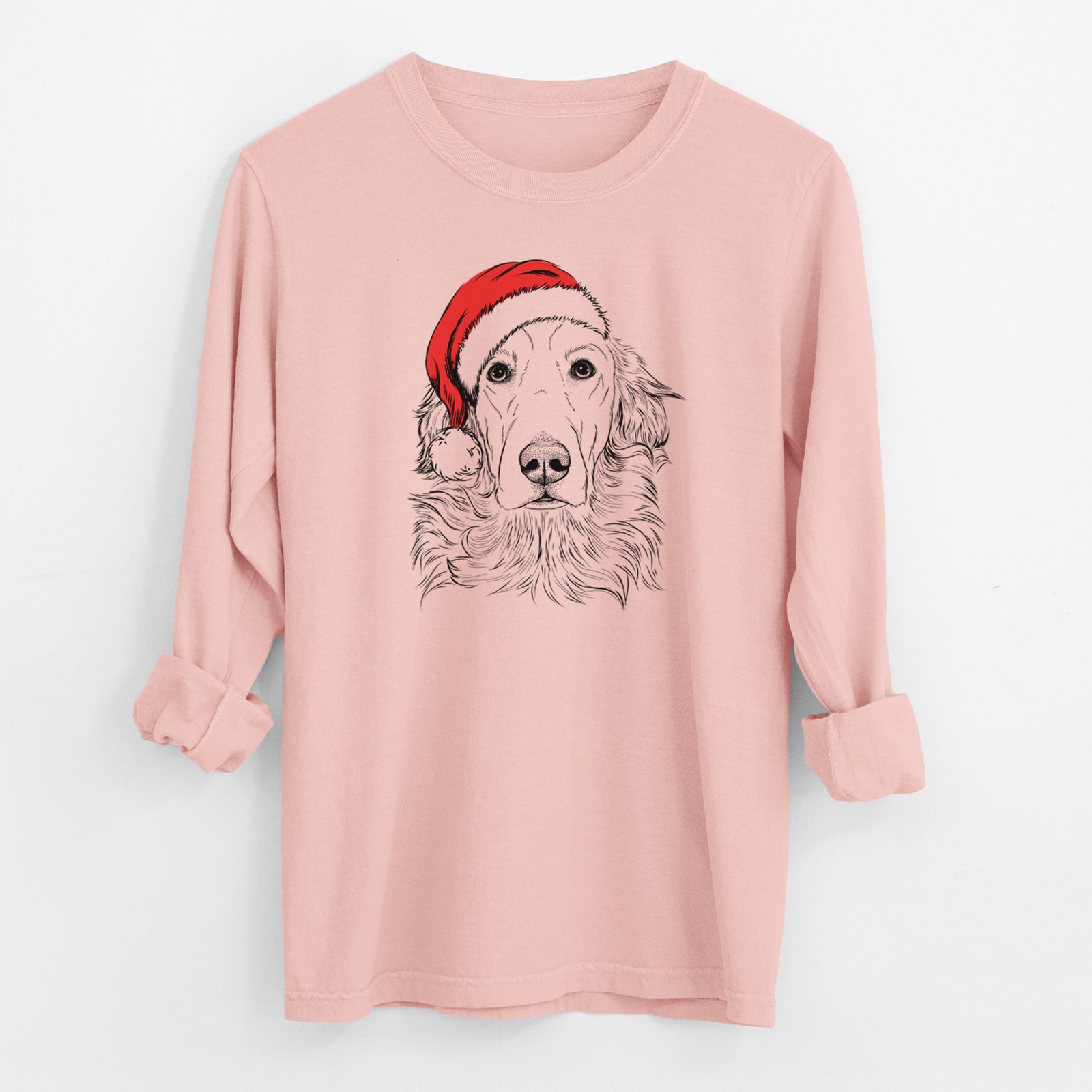 Santa Sydney the Golden Retriever - Men's Heavyweight 100% Cotton Long Sleeve